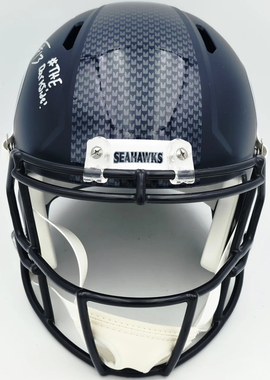 Ernest Jones IV Autographed Seattle Seahawks Blue Full Size Speed Replica Helmet "The Darkside" MCS Holo Stock #262470 - Image 4