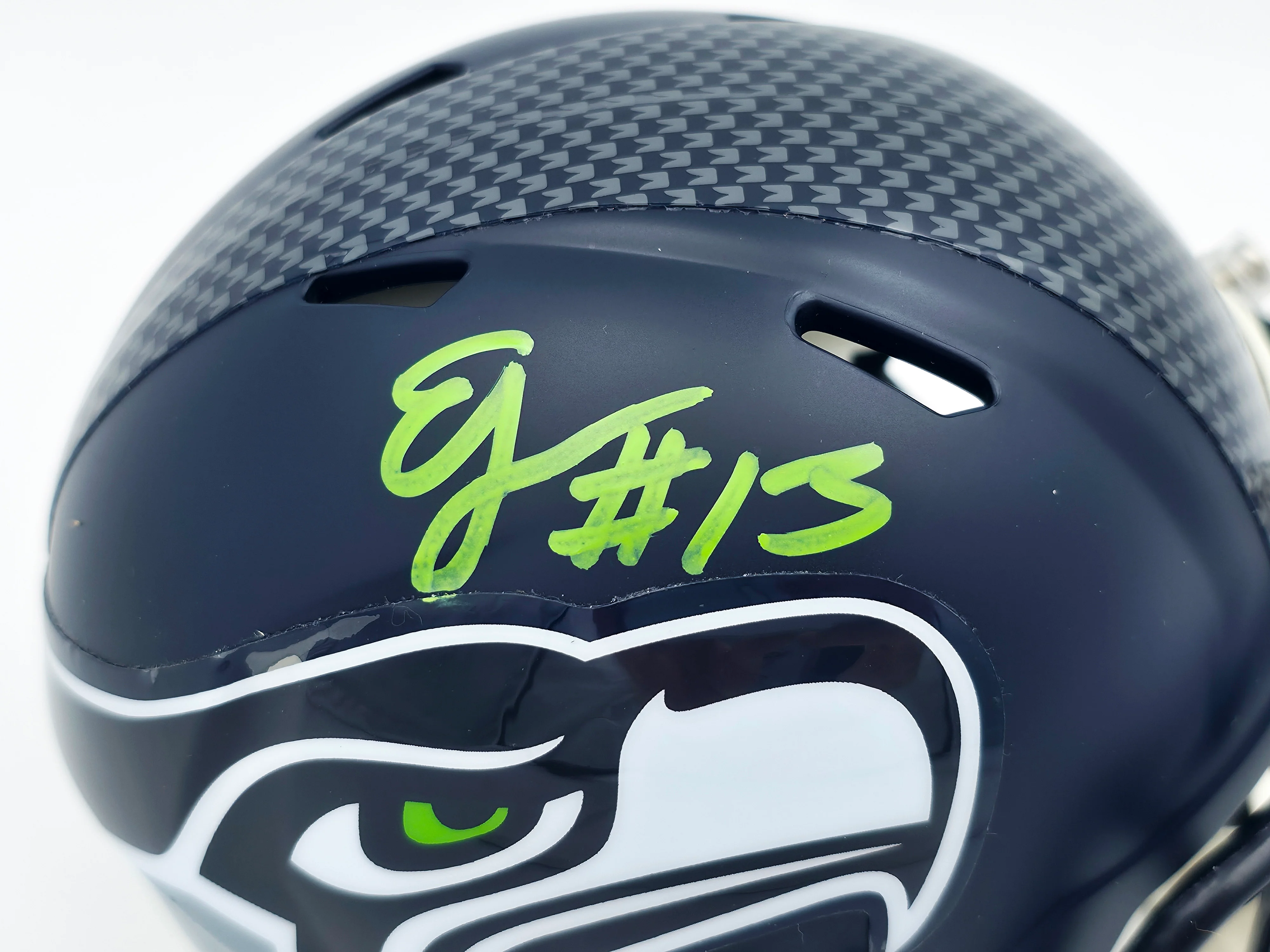 Ernest Jones IV Autographed Seattle Seahawks Blue Speed Mini Helmet MCS Holo Stock #242554 - Image 2