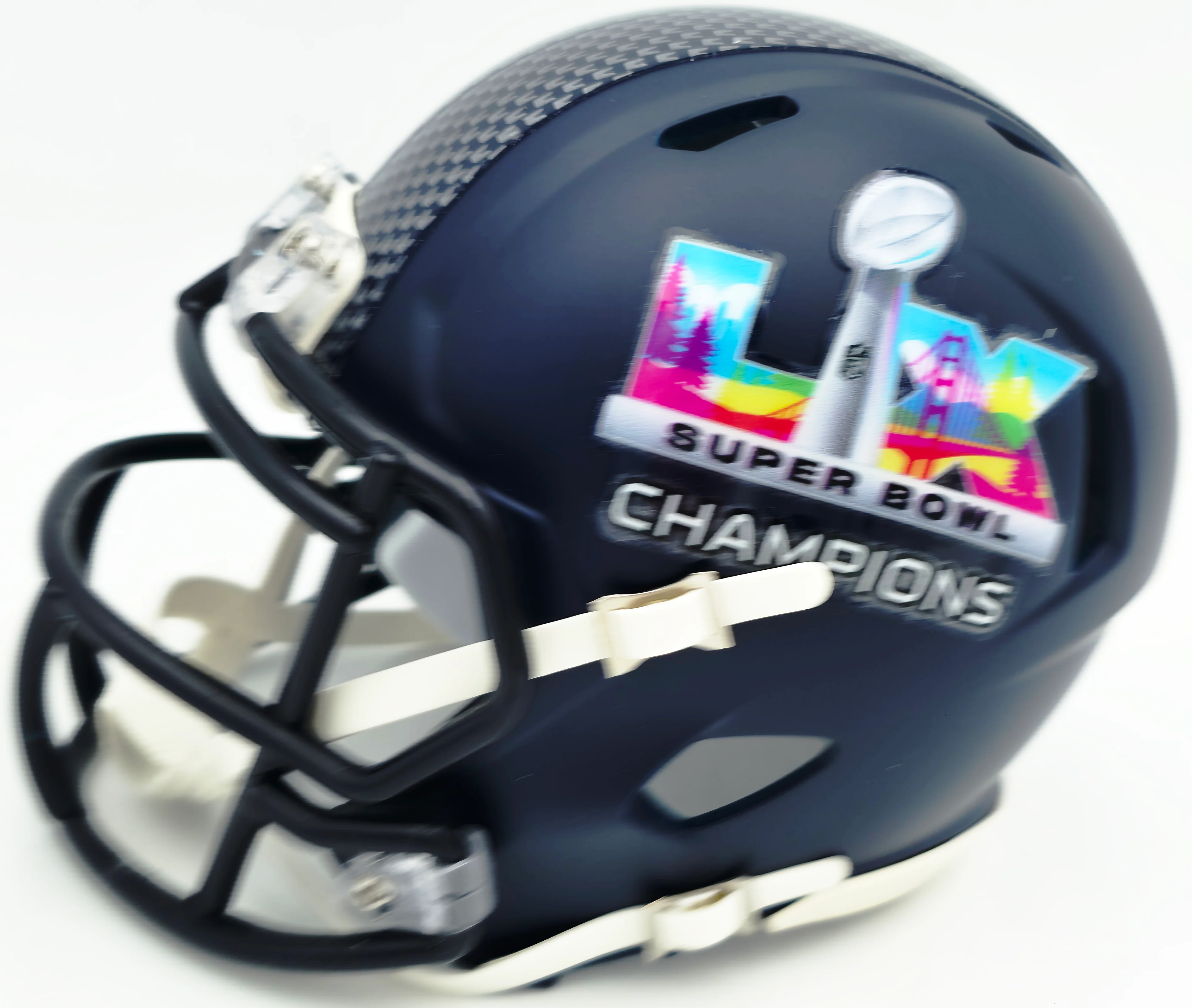 Ernest Jones IV Autographed Seattle Seahawks Blue Super Bowl LX Champions Logo Speed Mini Helmet MCS Holo Stock #262474 - Image 3