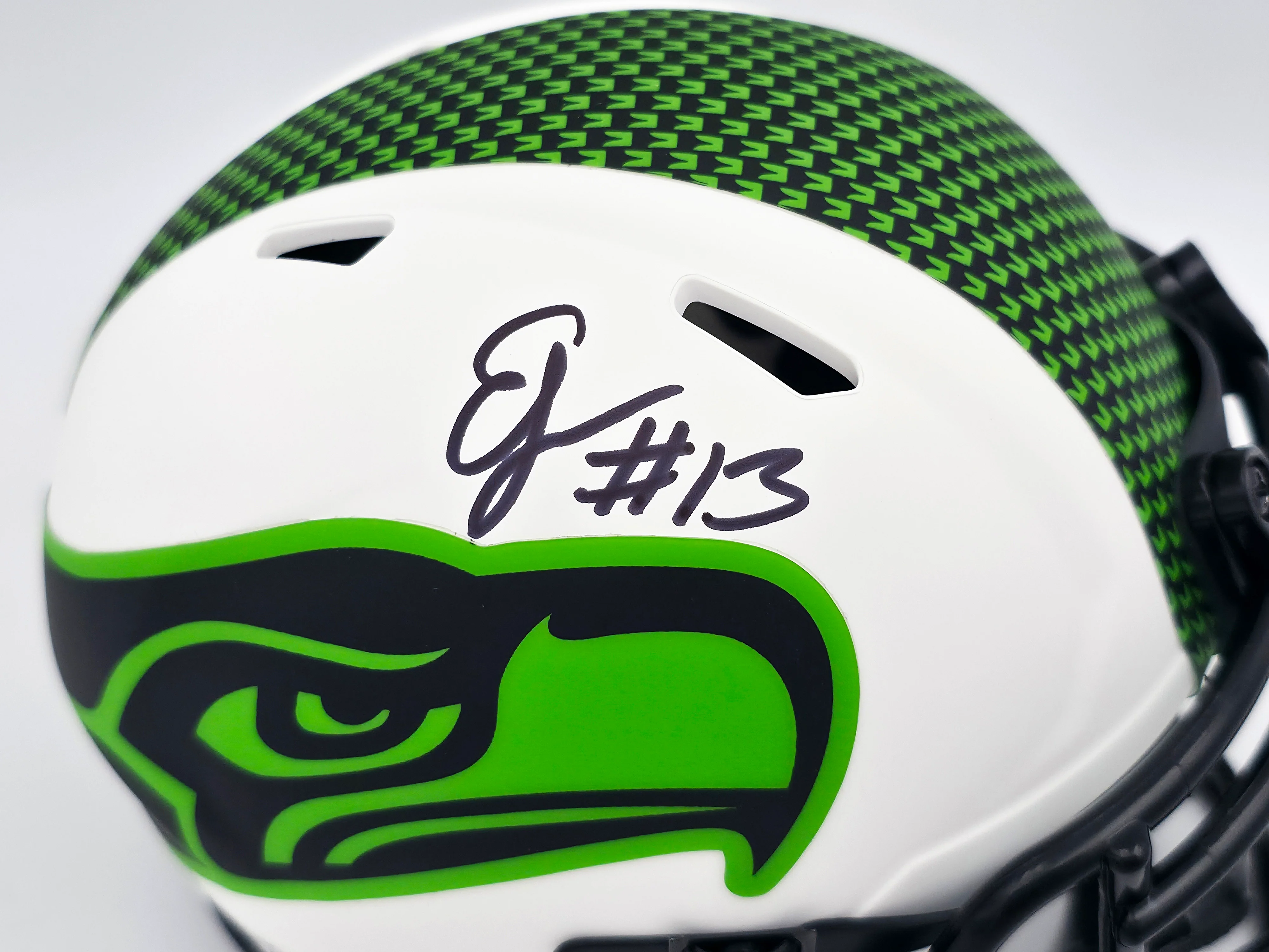 Ernest Jones IV Autographed Seattle Seahawks Lunar Eclipse White Speed Mini Helmet MCS Holo Stock #242555 - Image 2