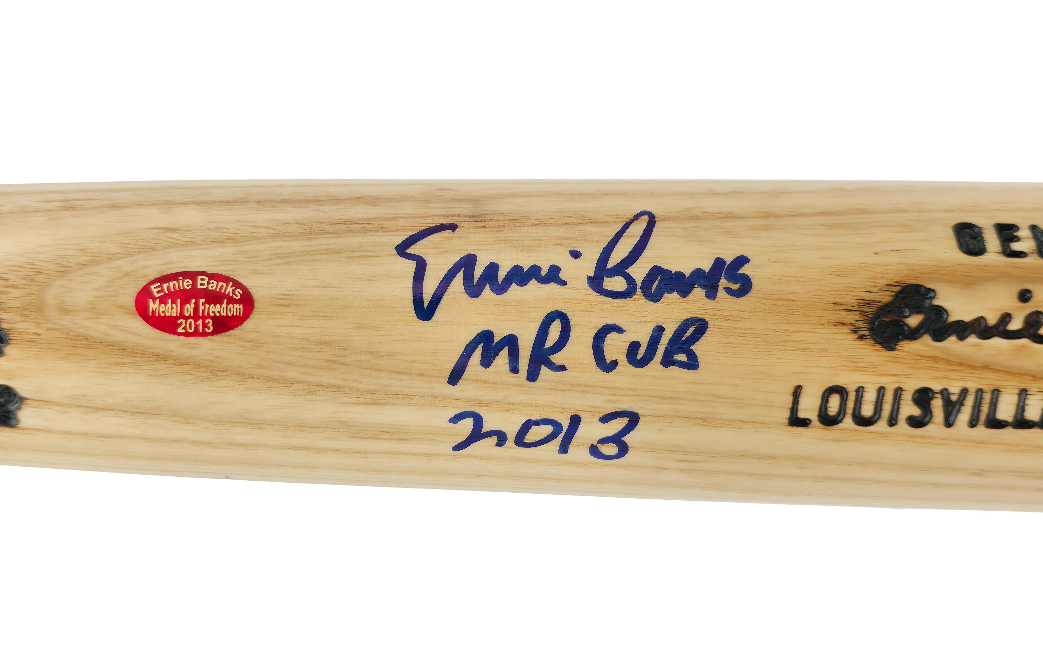 Ernie Banks Autographed Louisville Slugger Game Model Baseball Bat Chicago Cubs "Mr. Cub, 2013" Beckett BAS QR Stock #261677 - Image 2