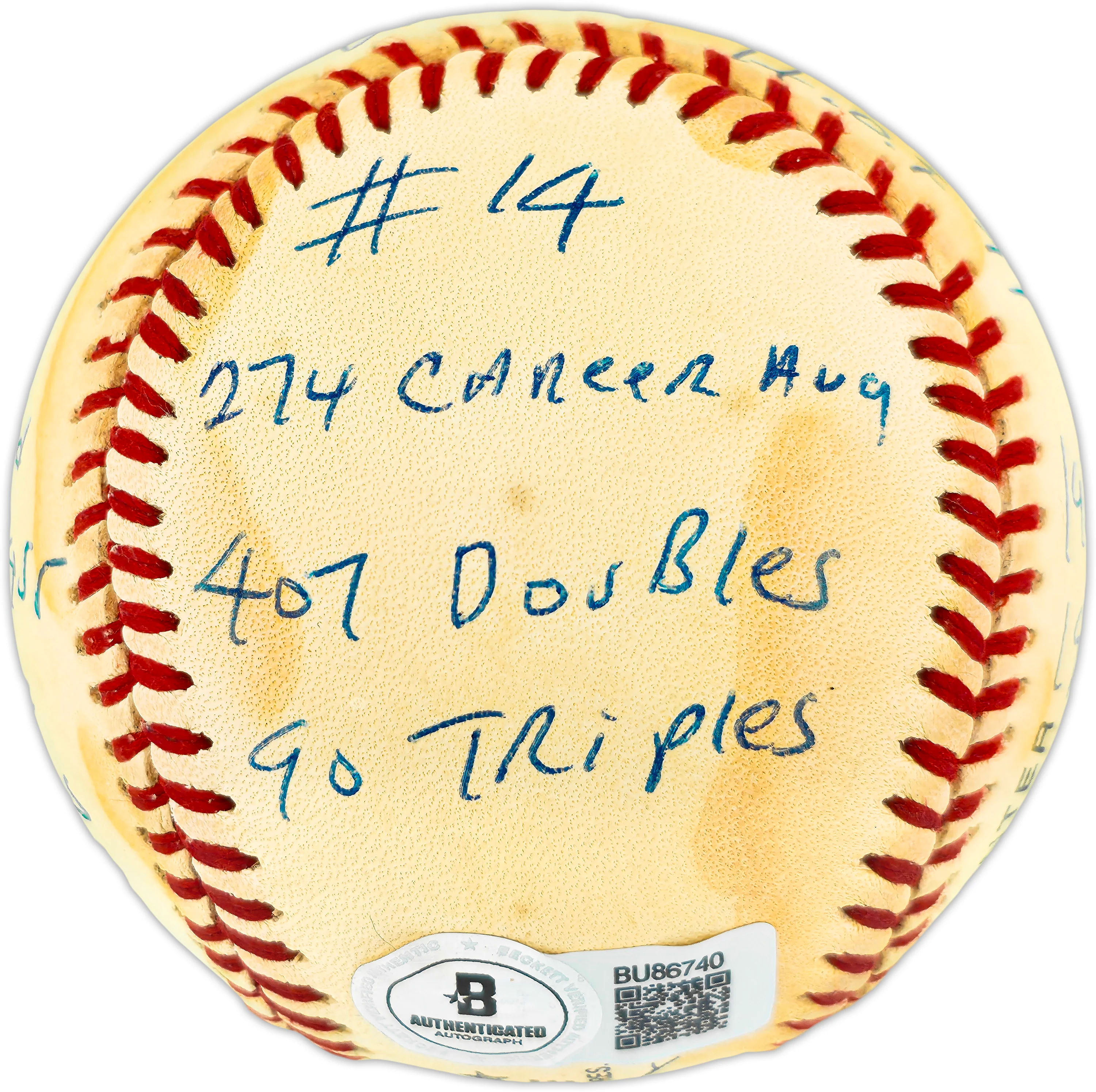 Ernie Banks Autographed Official NL Statball Baseball Chicago Cubs 14 Inscriptions #514/100 Beckett BAS QR #BU86740 - Image 5