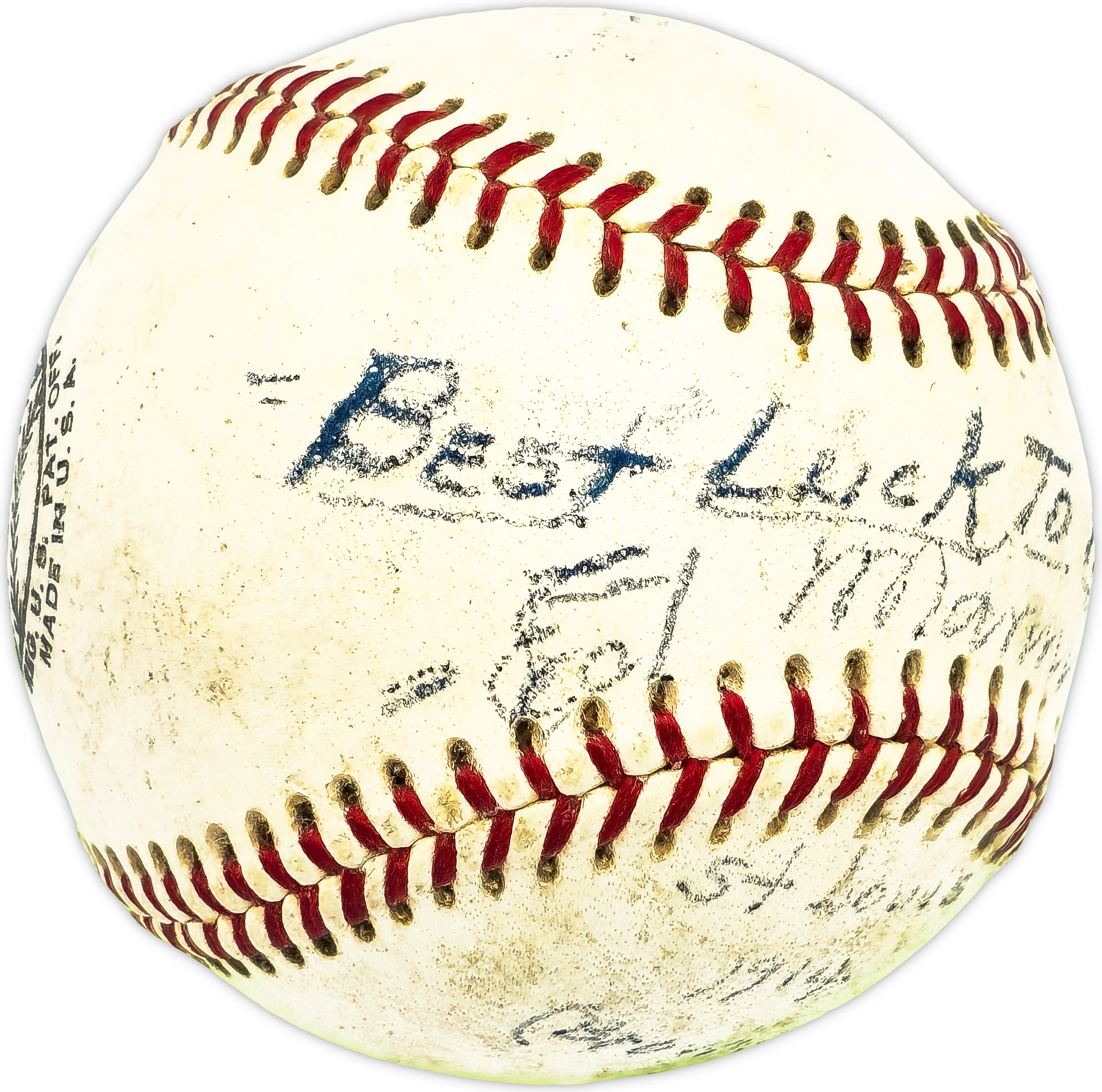 Ernie Ed Manning Autographed Official Giles NL Baseball St. Louis Browns "Best luck to a fan, St. Louis 1914 Browns" Beckett BAS QR #BM17854 - Image 2