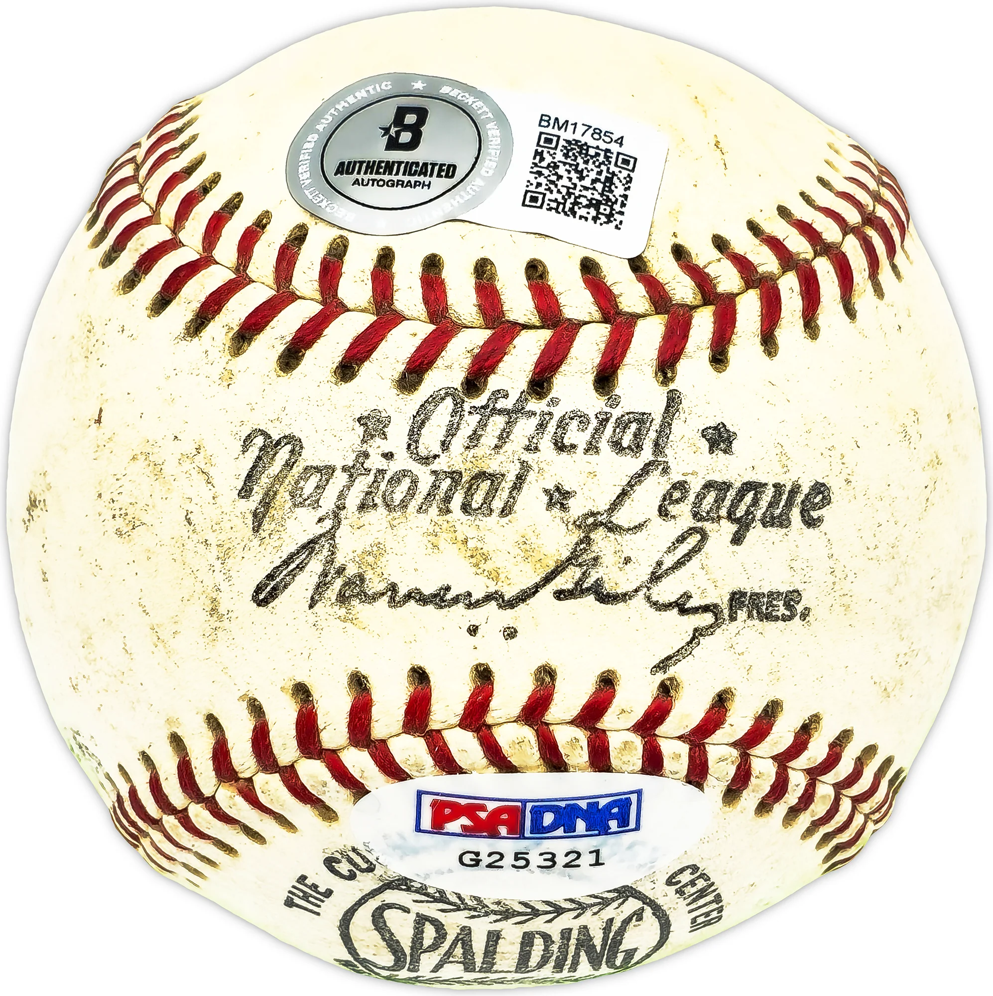 Ernie Ed Manning Autographed Official Giles NL Baseball St. Louis Browns "Best luck to a fan, St. Louis 1914 Browns" Beckett BAS QR #BM17854 - Image 5