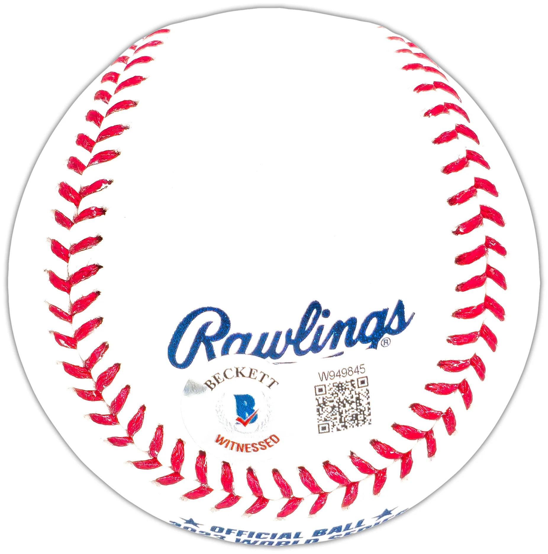 Evan Carter Autographed Official 2023 World Series Logo MLB Baseball Texas Rangers Beckett BAS Witness Stock #221324 - Image 3