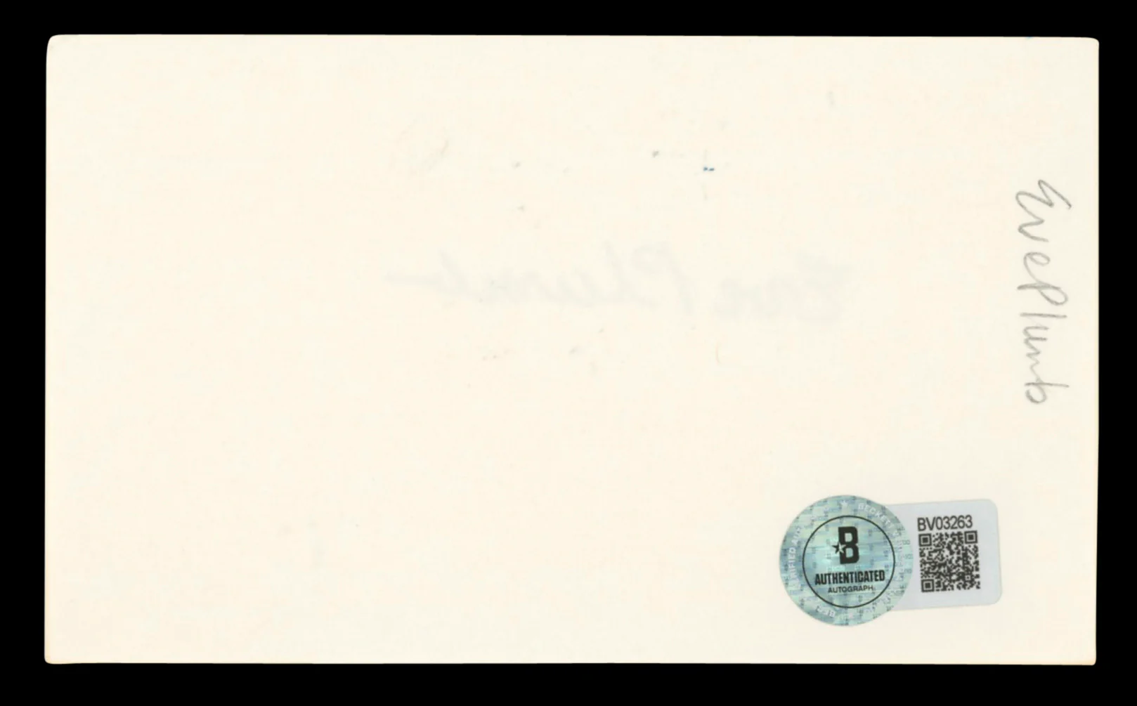 Eve Plumb The Brady Bunch Authentic Signed 3x5 Index Card BAS #BV03263 - Image 3