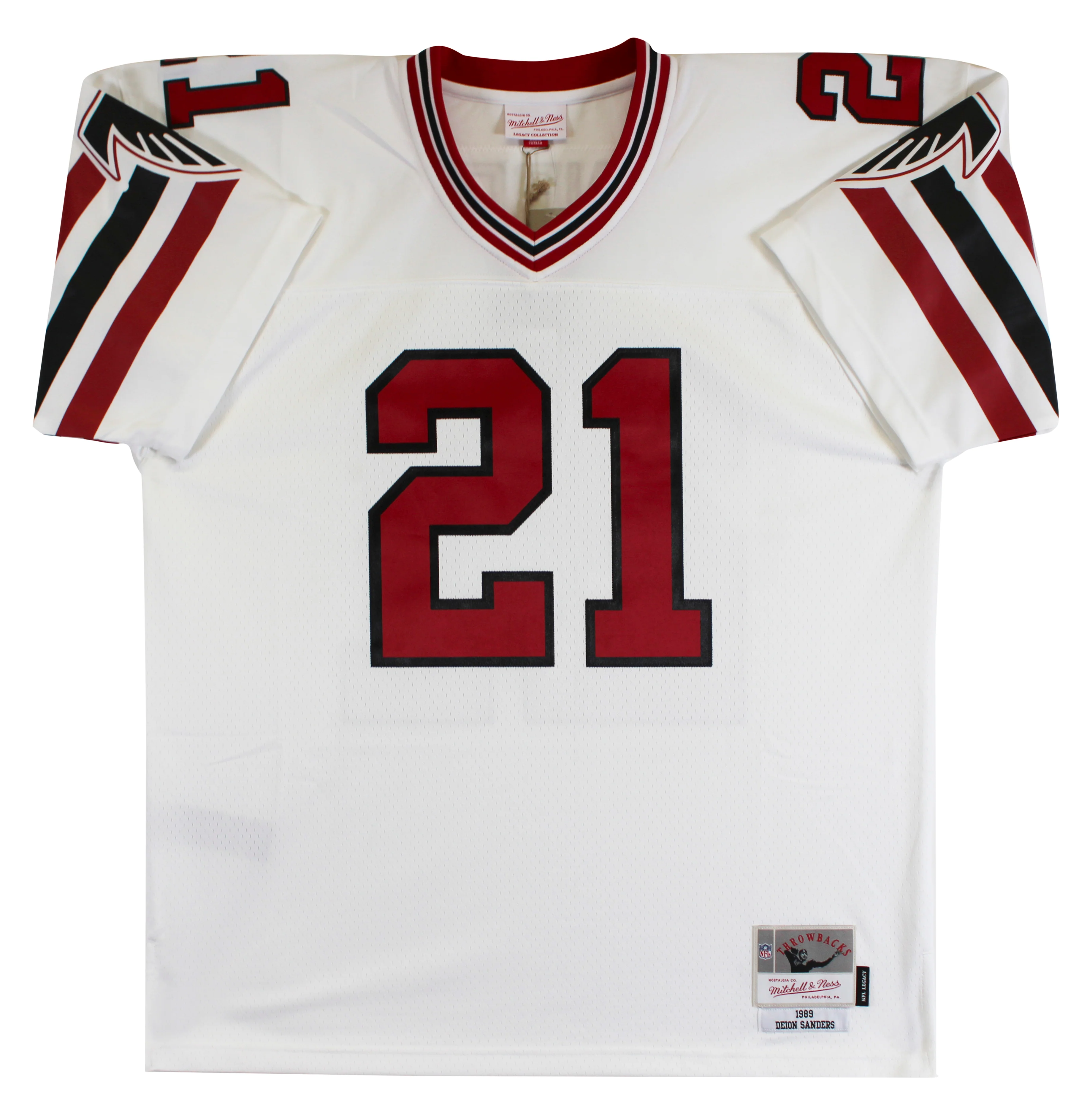 Falcons Deion Sanders "HOF 2011" Authentic Signed White M&N Jersey BAS Witnessed - Image 4