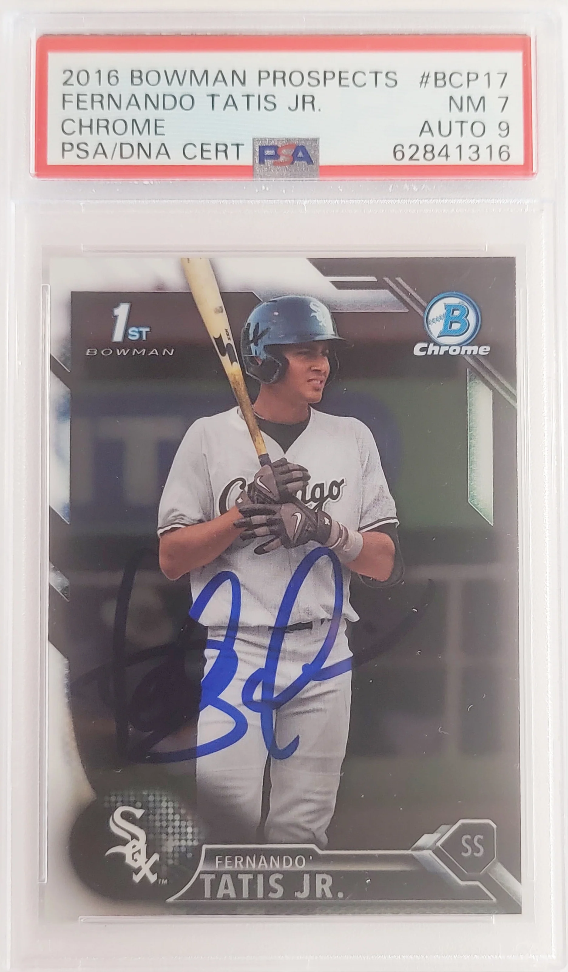 Fernando Tatis Jr. Autographed 2016 Bowman Chrome Prospects Rookie Card #BCP17 San Diego Padres PSA 7 Auto Grade Mint 9 PSA/DNA #62841316 - Image 2