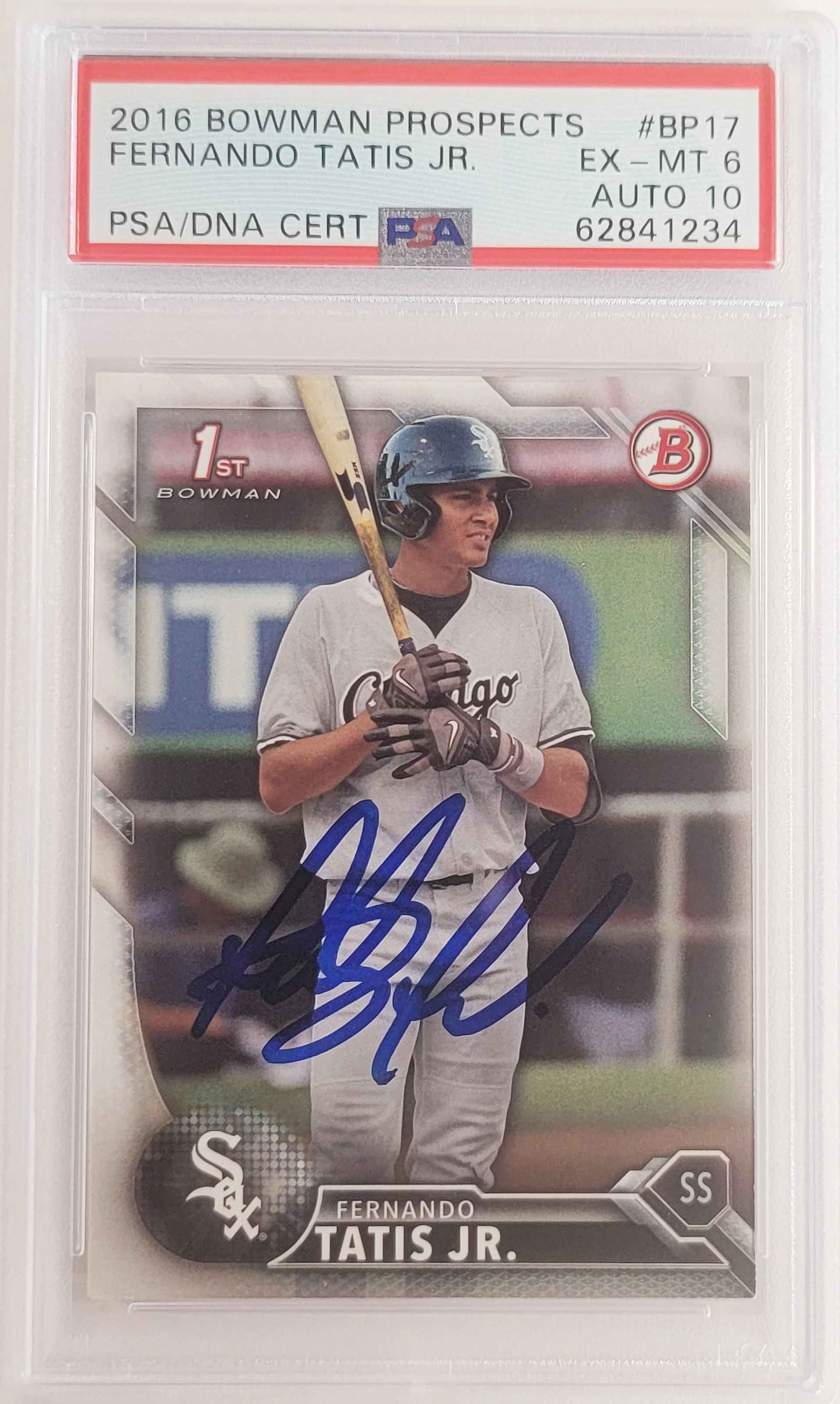 Fernando Tatis Jr. Autographed 2016 Bowman Prospects Rookie Card #BP17 San Diego Padres PSA 6 Auto Grade Gem Mint 10 PSA/DNA #62841234 - Image 2