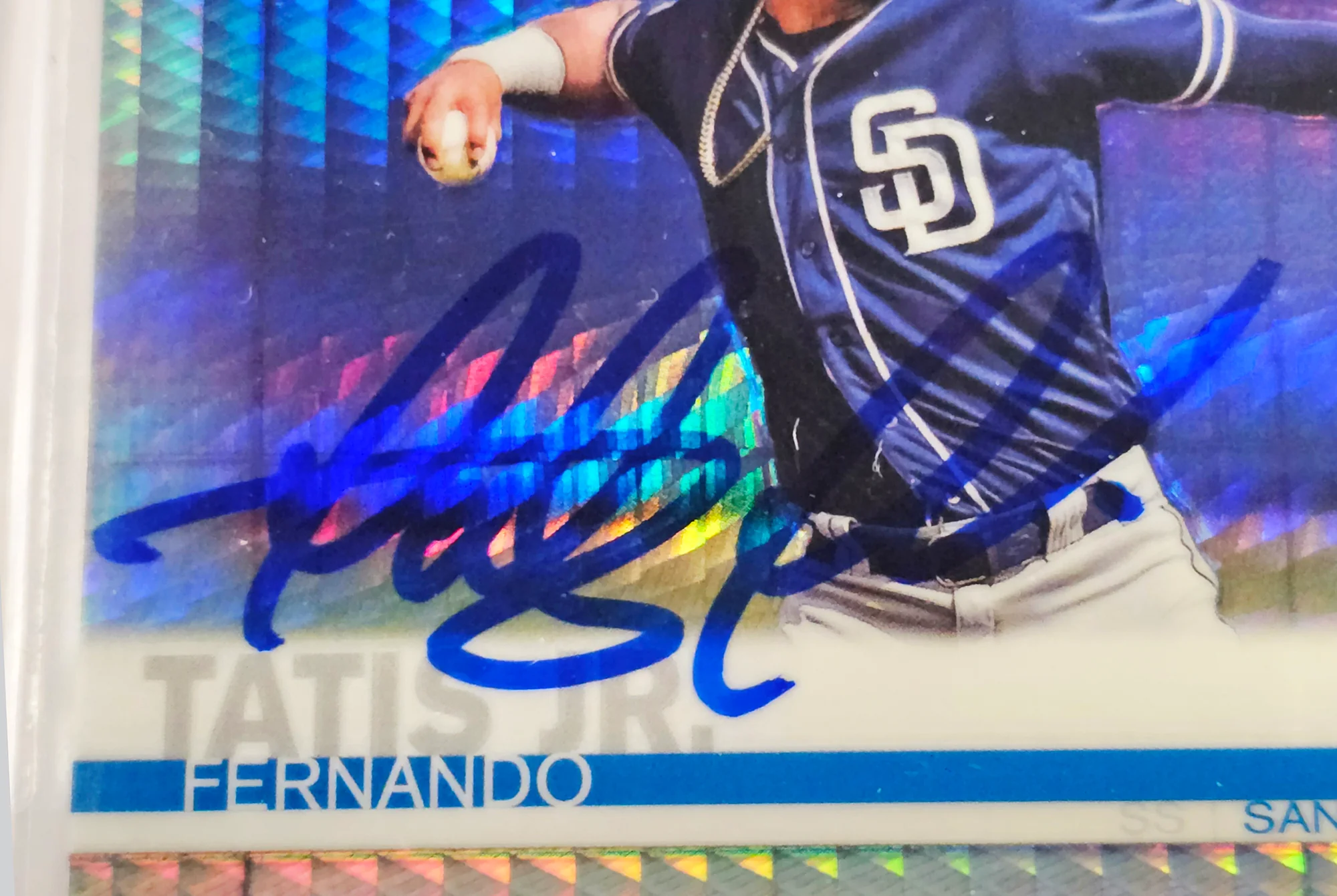 Fernando Tatis Jr. Autographed 2019 Topps Chrome Prism Refractor Rookie Card #203 San Diego Padres BGS 9 Auto Grade Gem Mint 10 Beckett BAS #15350445 - Image 3
