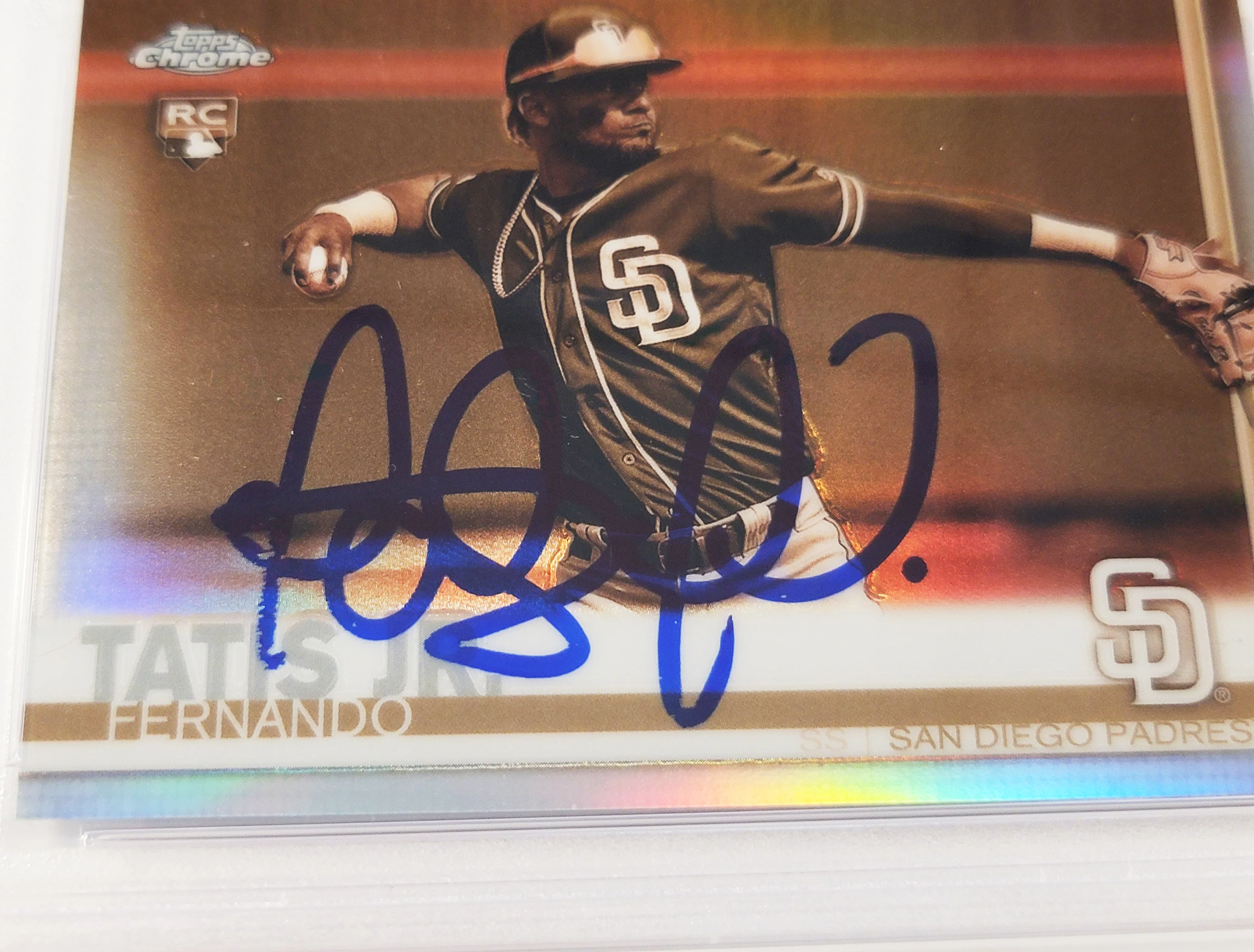 Fernando Tatis Jr. Autographed 2019 Topps Chrome Sepia Refractor Rookie Card #203 San Diego Padres PSA 9 PSA/DNA #64993255 - Image 3