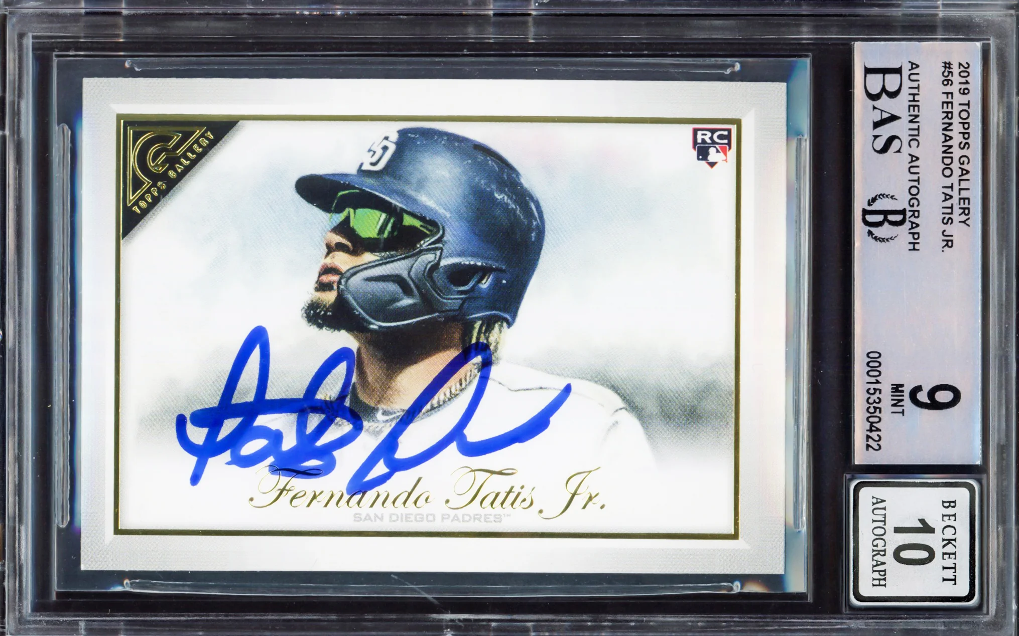 Fernando Tatis Jr. Autographed 2019 Topps Gallery Rookie Card #56 San Diego Padres BGS 9 Auto Grade Gem Mint 10 Beckett BAS #15350422