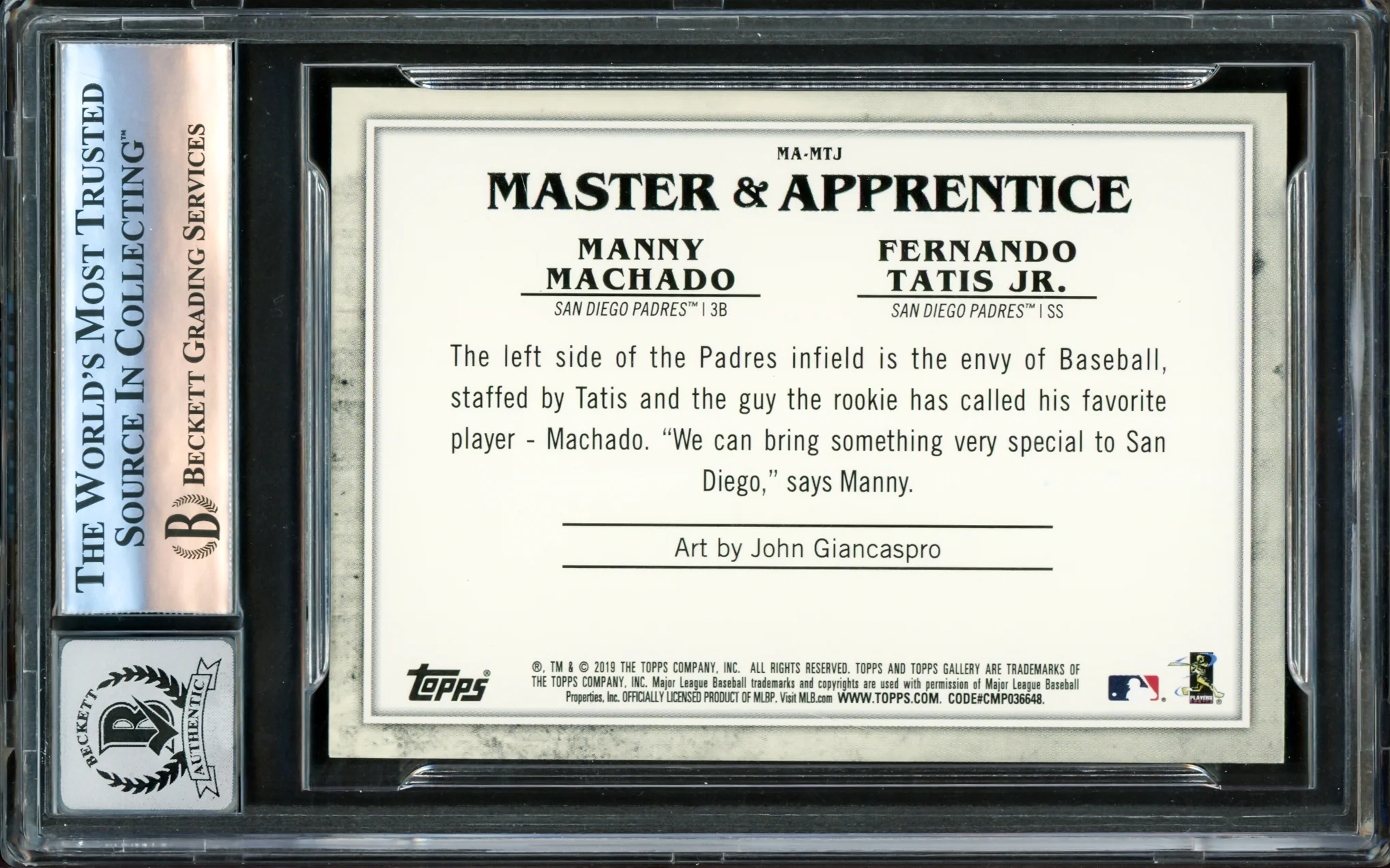 Fernando Tatis Jr. Autographed 2019 Topps Gallery Rookie Card #MA-MTJ San Diego Padres Auto Grade Gem Mint 10 Beckett BAS #16172842 - Image 2