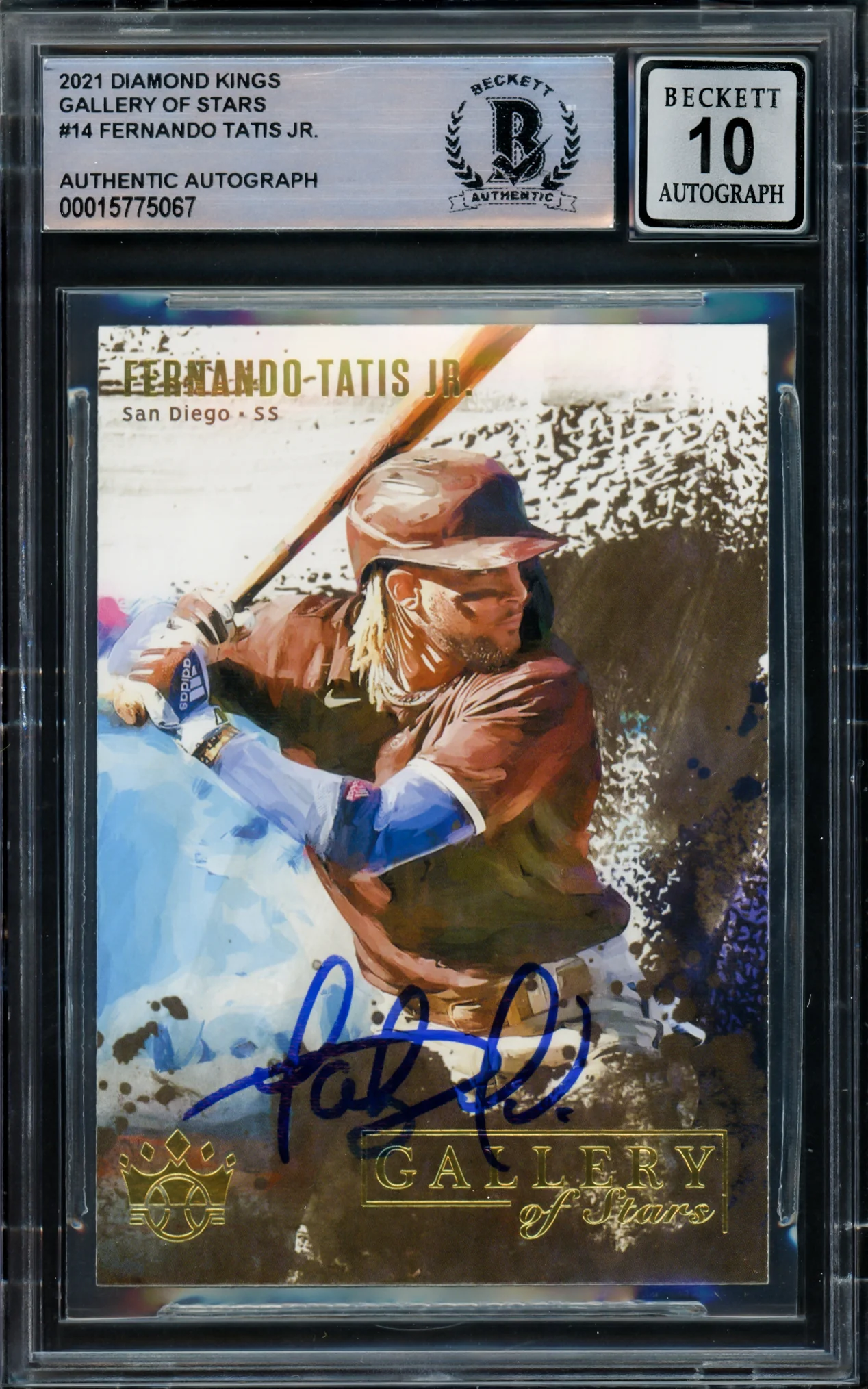 Fernando Tatis Jr. Autographed 2021 Donruss Diamond Kings Gallery of Stars Card #GS-14 San Diego Padres Auto Grade Gem Mint 10 Beckett BAS #15775067