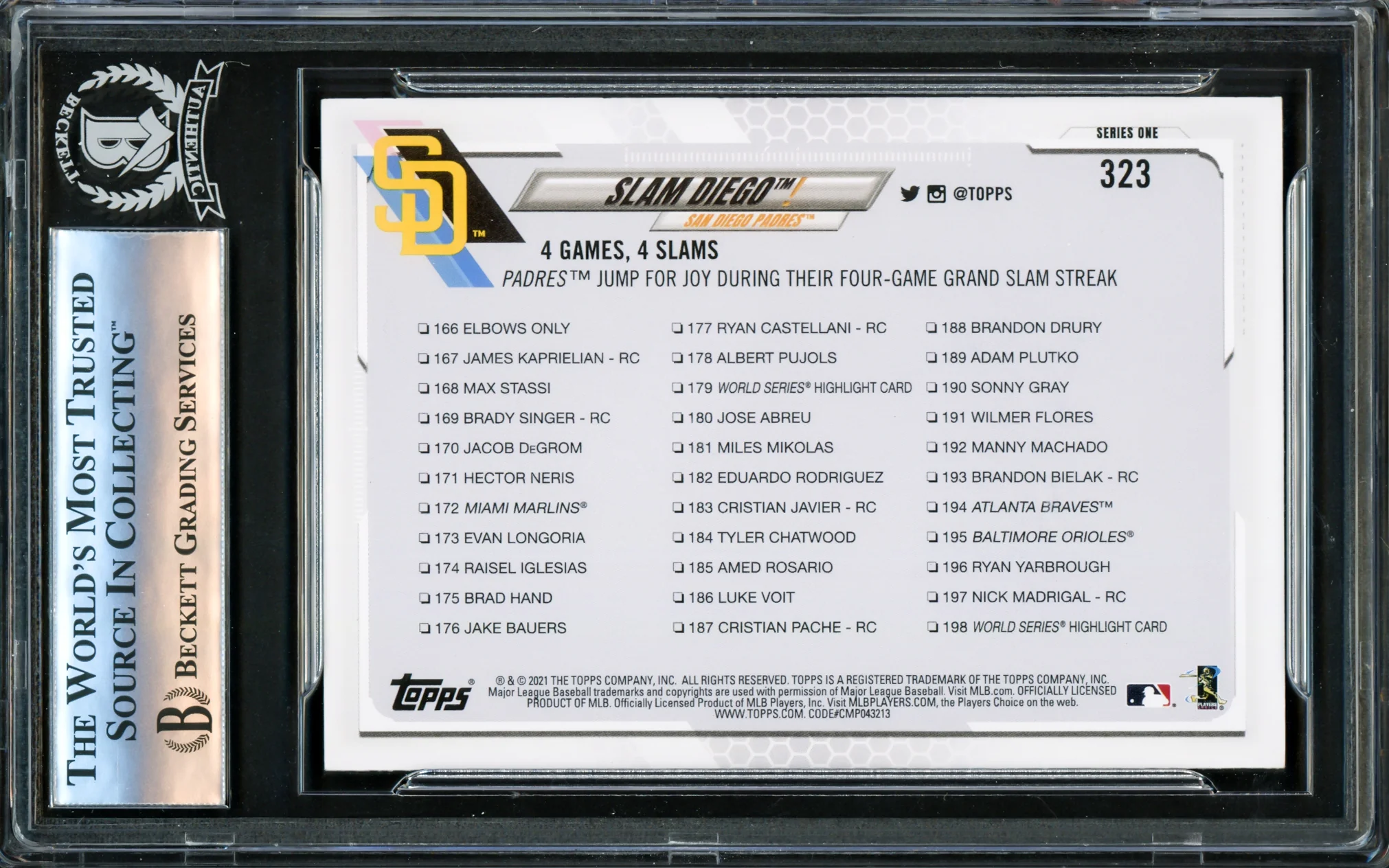 Fernando Tatis Jr. Autographed 2021 Topps Card #323 San Diego Padres Beckett BAS #16178002 - Image 2