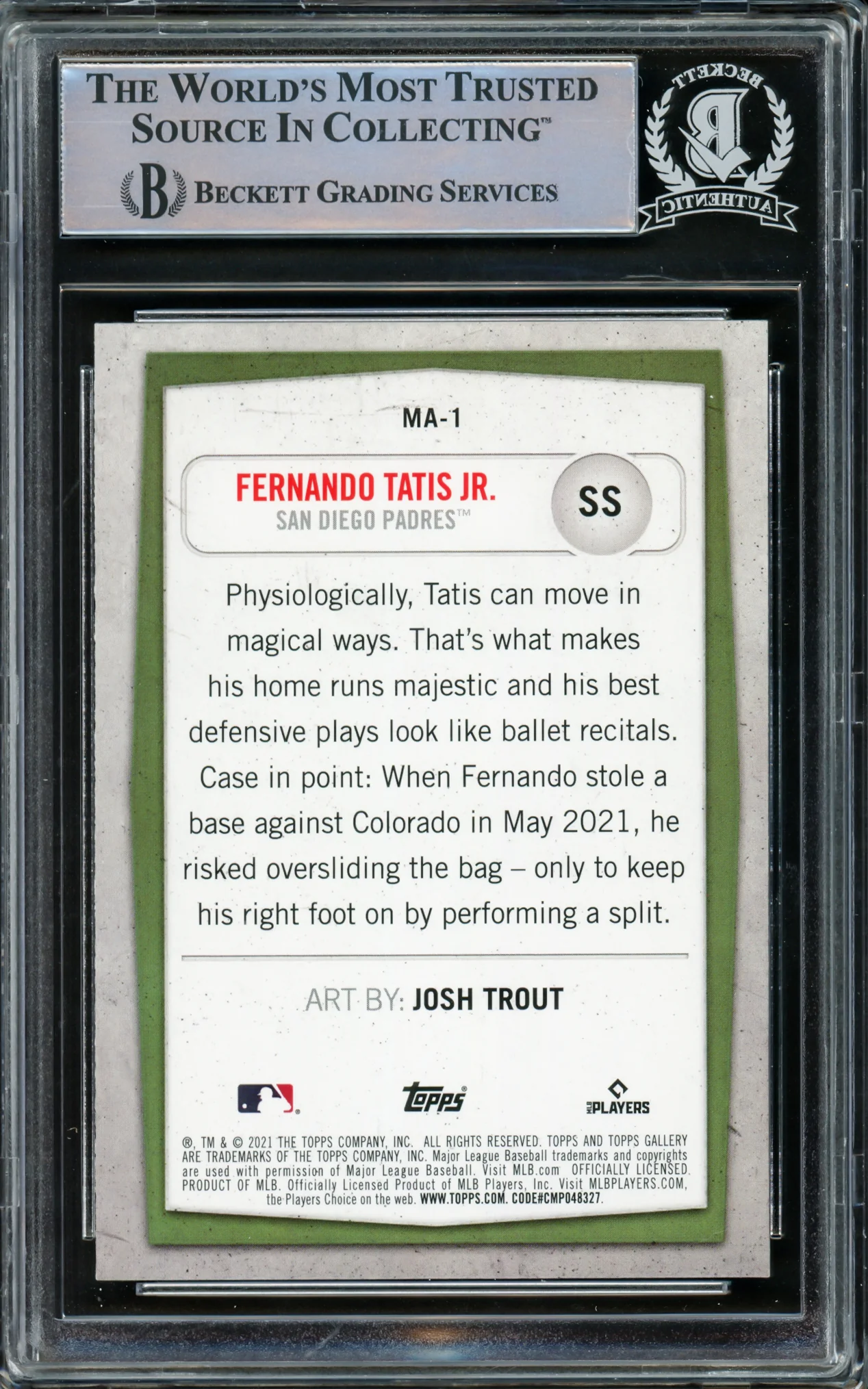 Fernando Tatis Jr. Autographed 2021 Topps Gallery Modern Artists Card #MA-1 San Diego Padres Beckett BAS #15782282 - Image 2