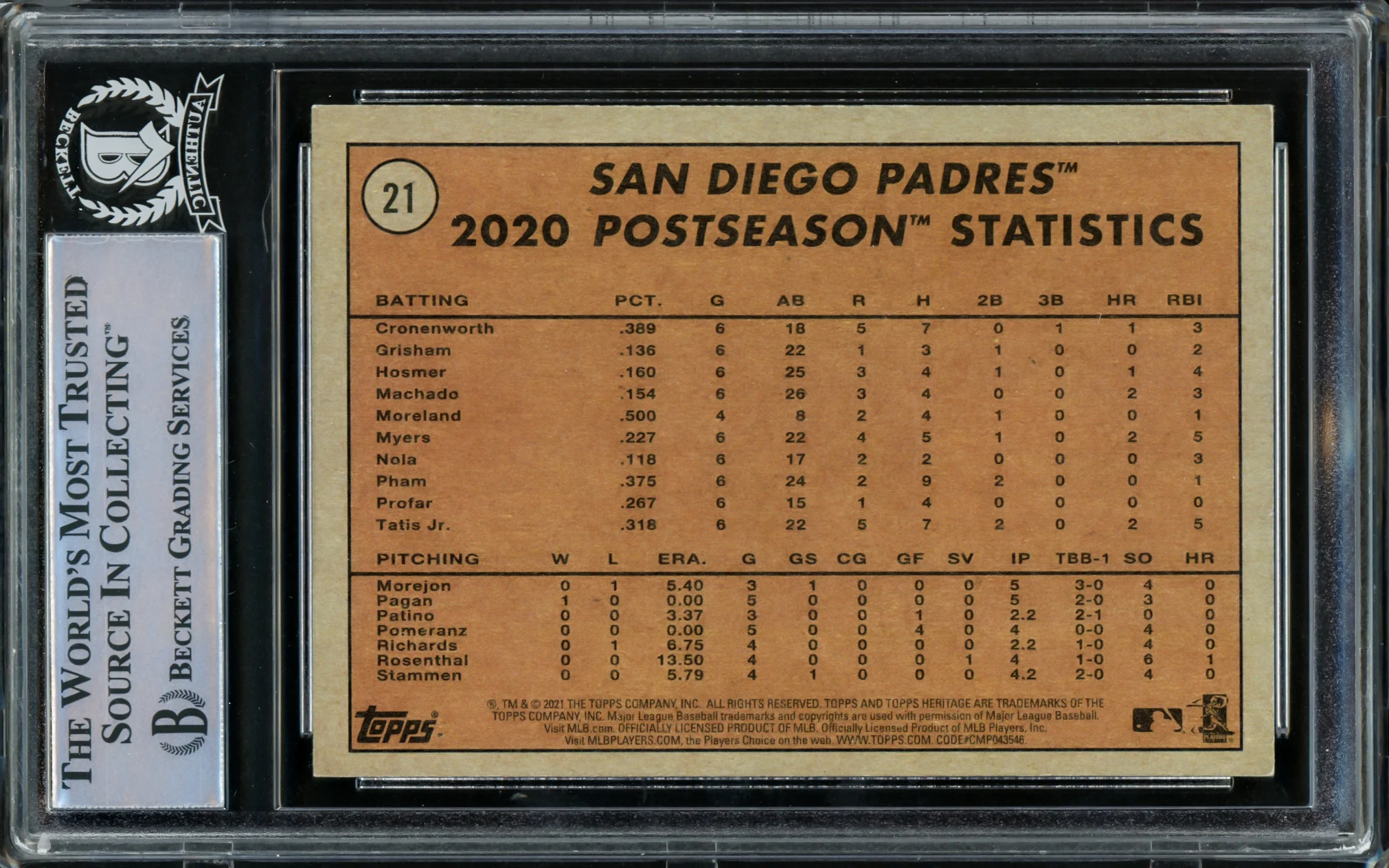 Fernando Tatis Jr. Autographed 2021 Topps Heritage Card #21 San Diego Padres Beckett BAS #15782369 - Image 2