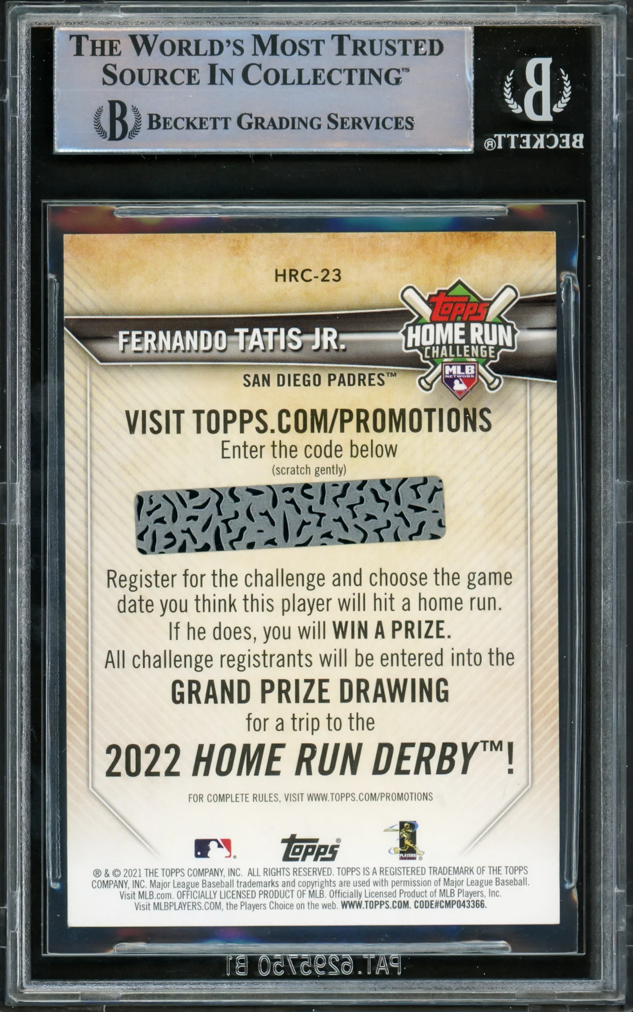 Fernando Tatis Jr. Autographed 2021 Topps Home Run Challenge Card #HRC-23 San Diego Padres Beckett BAS #15782277 - Image 2