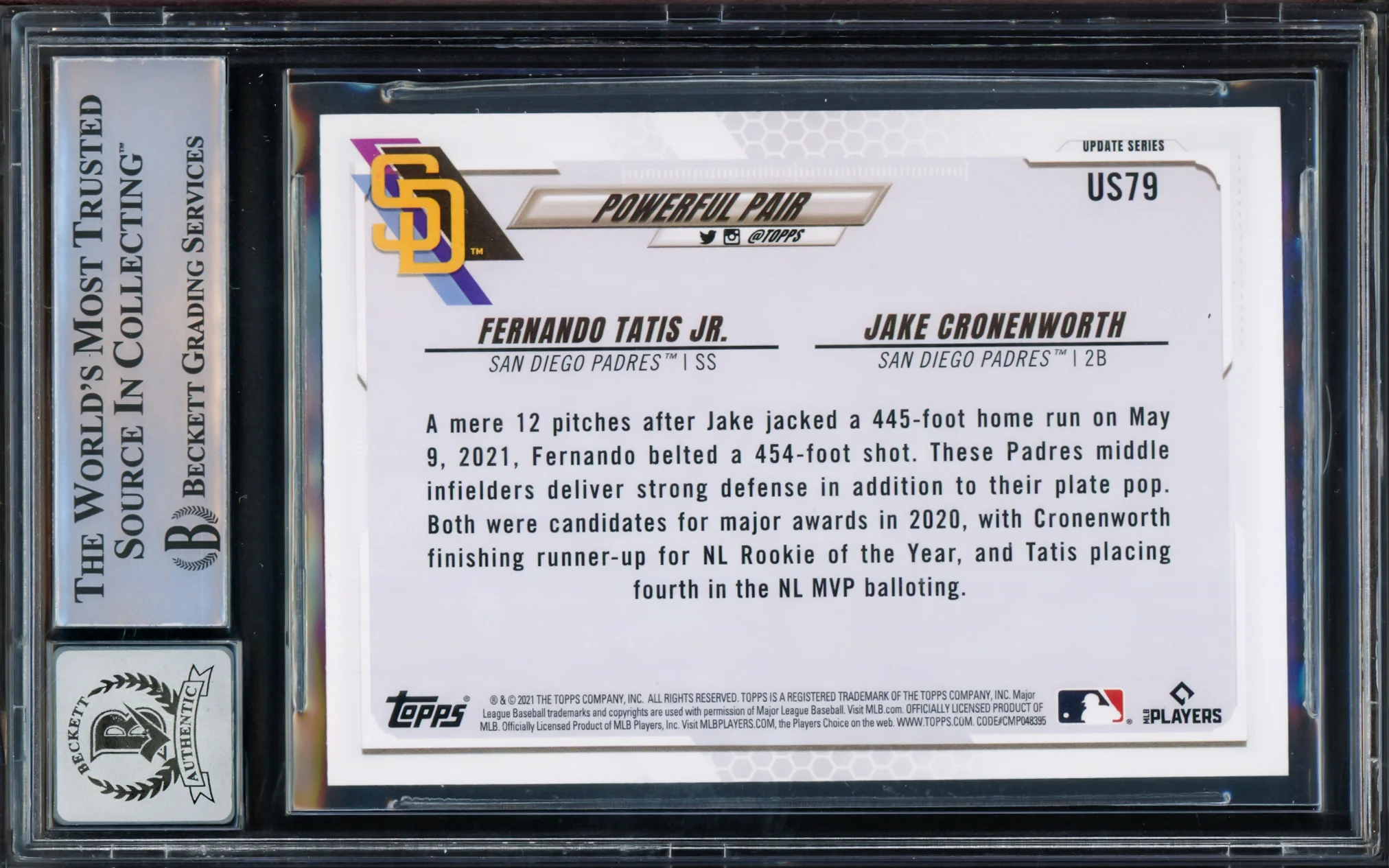 Fernando Tatis Jr. Autographed 2021 Topps Update Card #US79 San Diego Padres Auto Grade Gem Mint 10 Beckett BAS #15775090 - Image 2