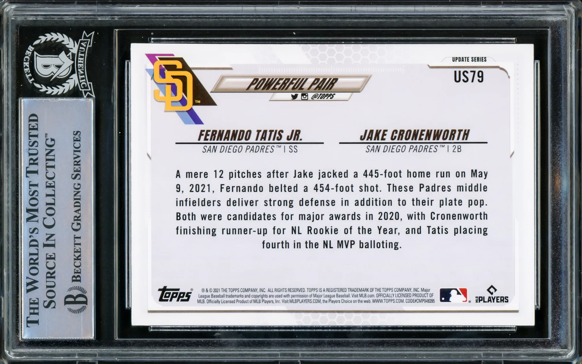 Fernando Tatis Jr. Autographed 2021 Topps Update Card #US79 San Diego Padres Beckett BAS #15782270 - Image 2
