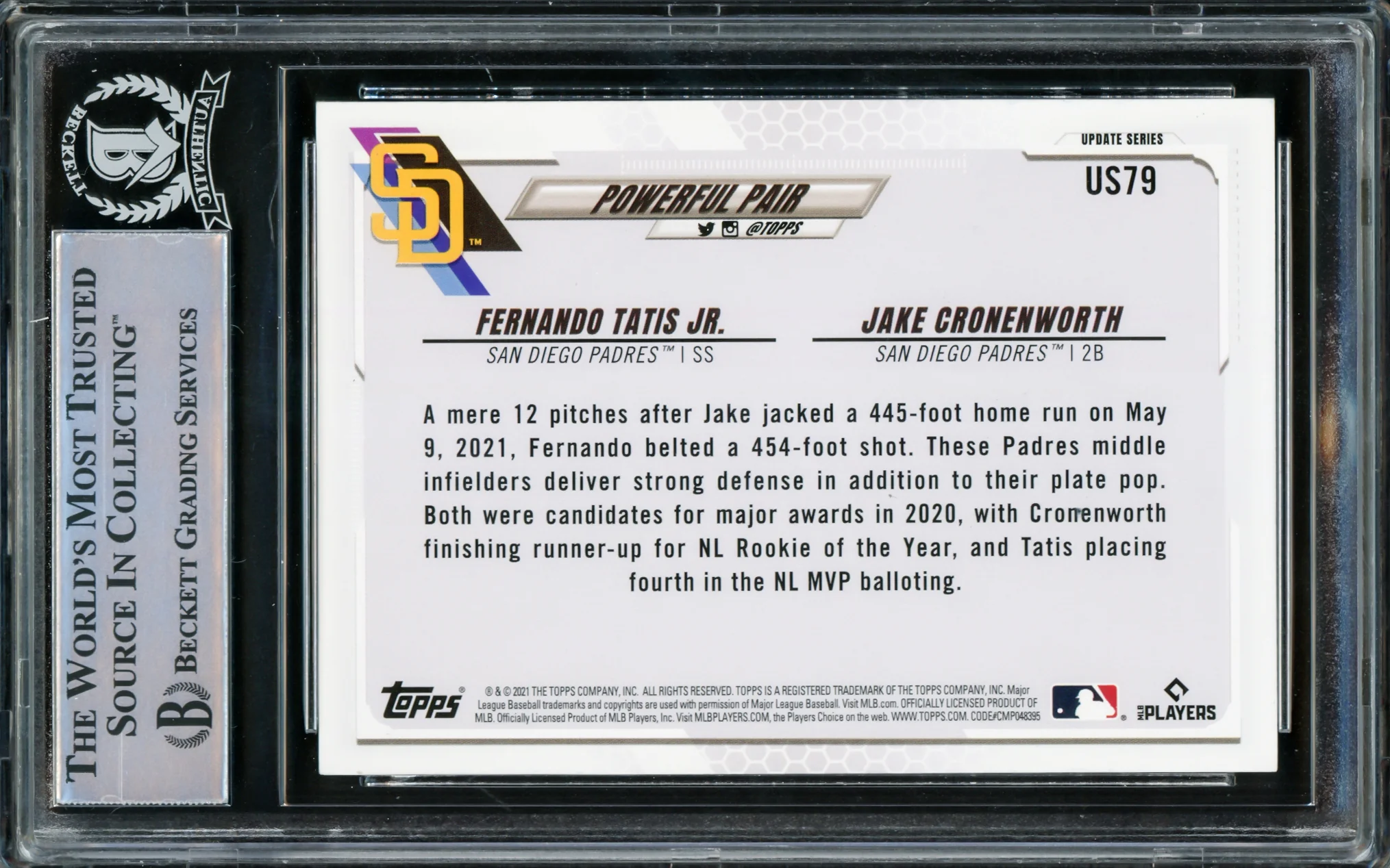 Fernando Tatis Jr. Autographed 2021 Topps Update Card #US79 San Diego Padres Beckett BAS #15782271 - Image 2