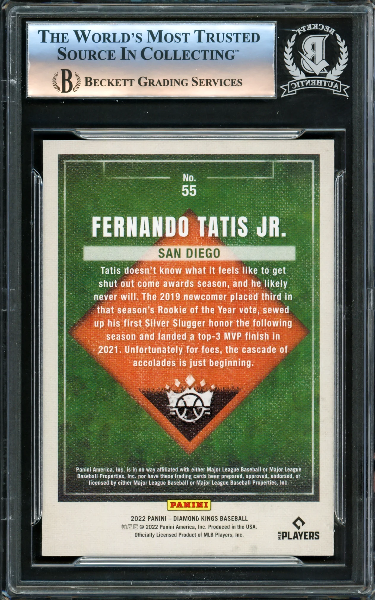 Fernando Tatis Jr. Autographed 2022 Diamond Kings Card #55 San Diego Padres Beckett BAS #16341011 - Image 2