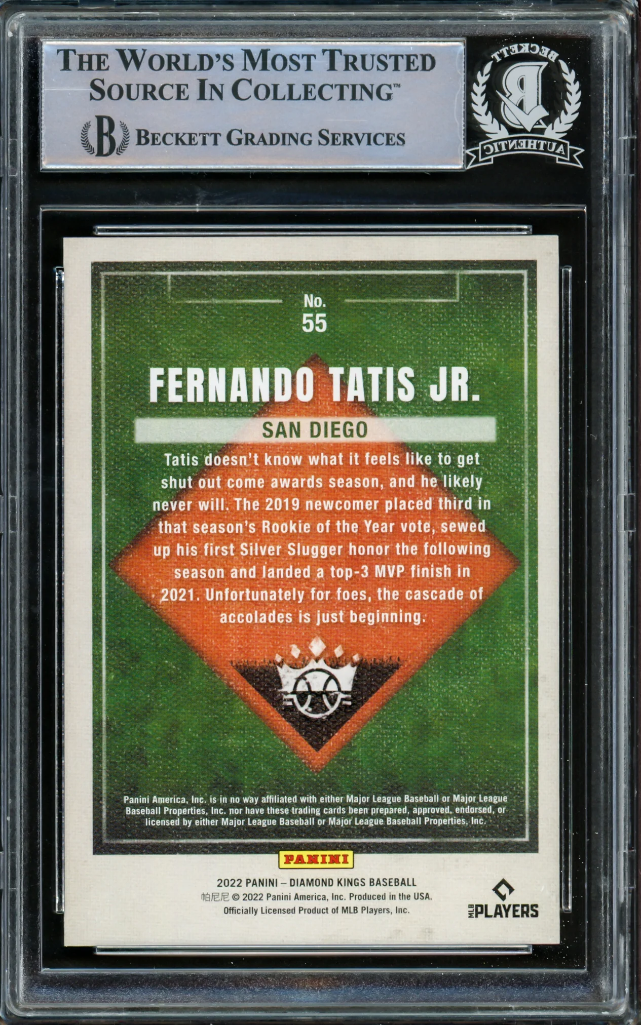 Fernando Tatis Jr. Autographed 2022 Donruss Diamond Kings Card #55 San Diego Padres Beckett BAS #15782402 - Image 2