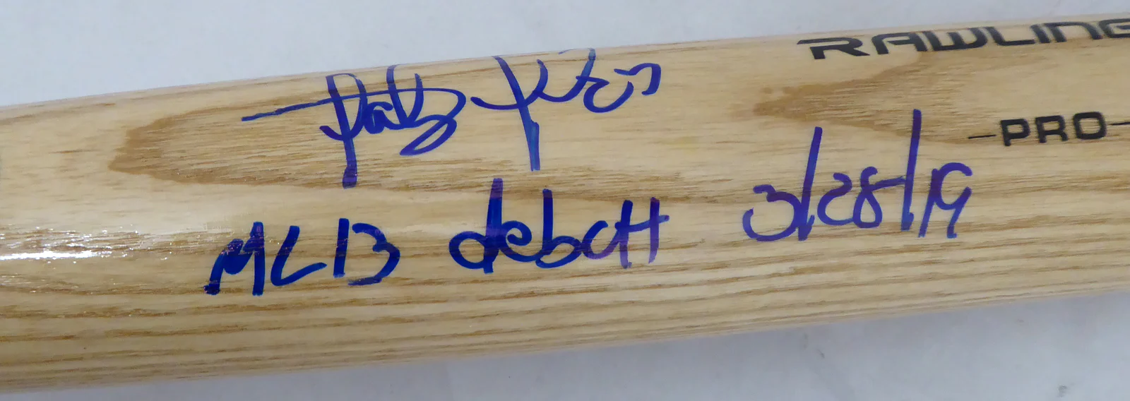 Fernando Tatis Jr. Autographed Blonde Rawlings Bat San Diego Padres "MLB Debut 3-28-19" Beckett BAS Stock #181111 - Image 4
