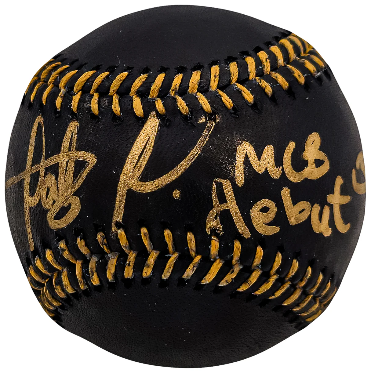 Fernando Tatis Jr. Autographed Official Black MLB Baseball San Diego Padres In Gold "MLB Debut 3/28/2019" JSA Stock #202007 - Image 2
