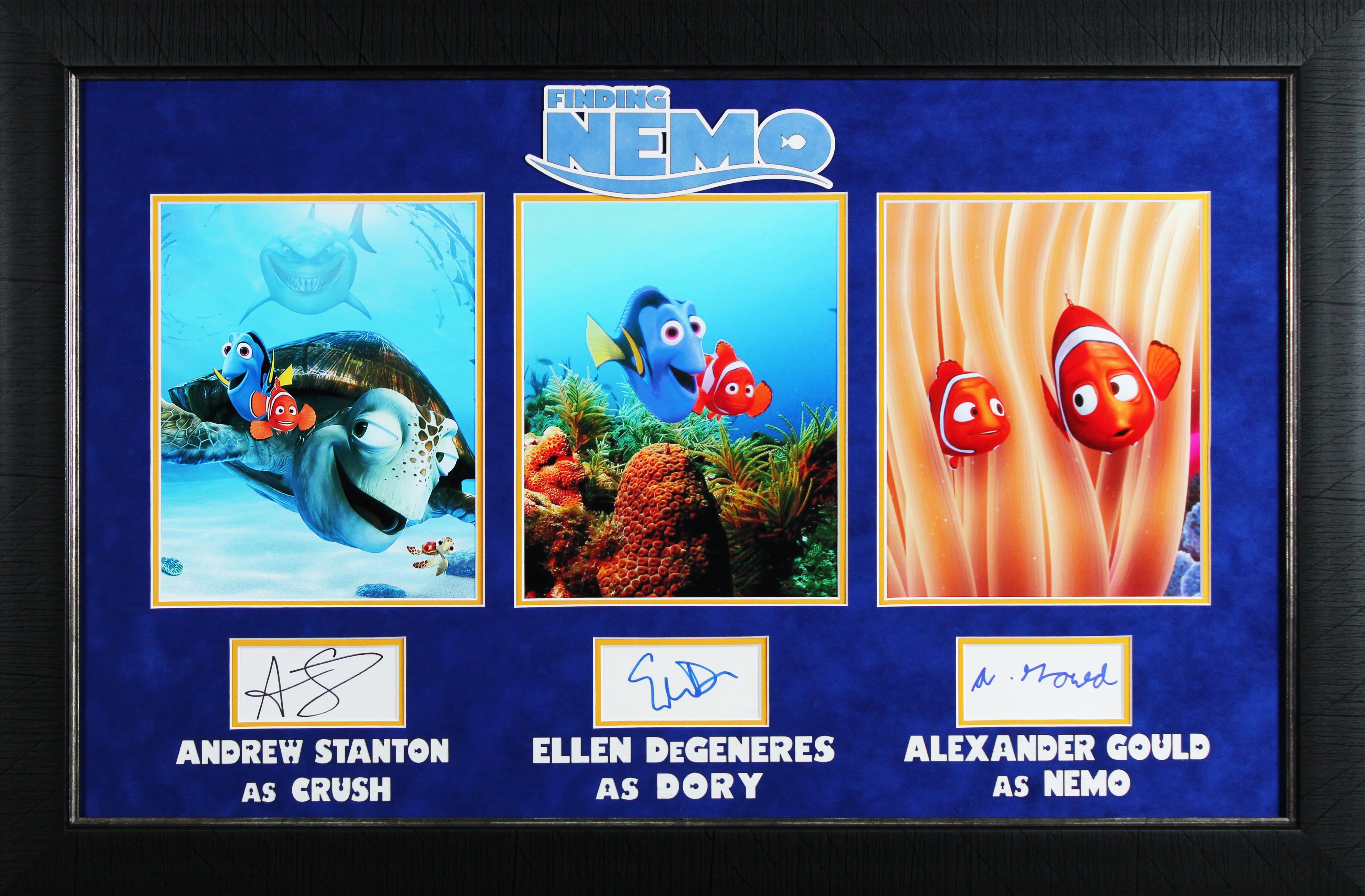 Finding Nemo (3) Stanton, DeGeneres & Gould Authentic Signed Framed Display BAS
