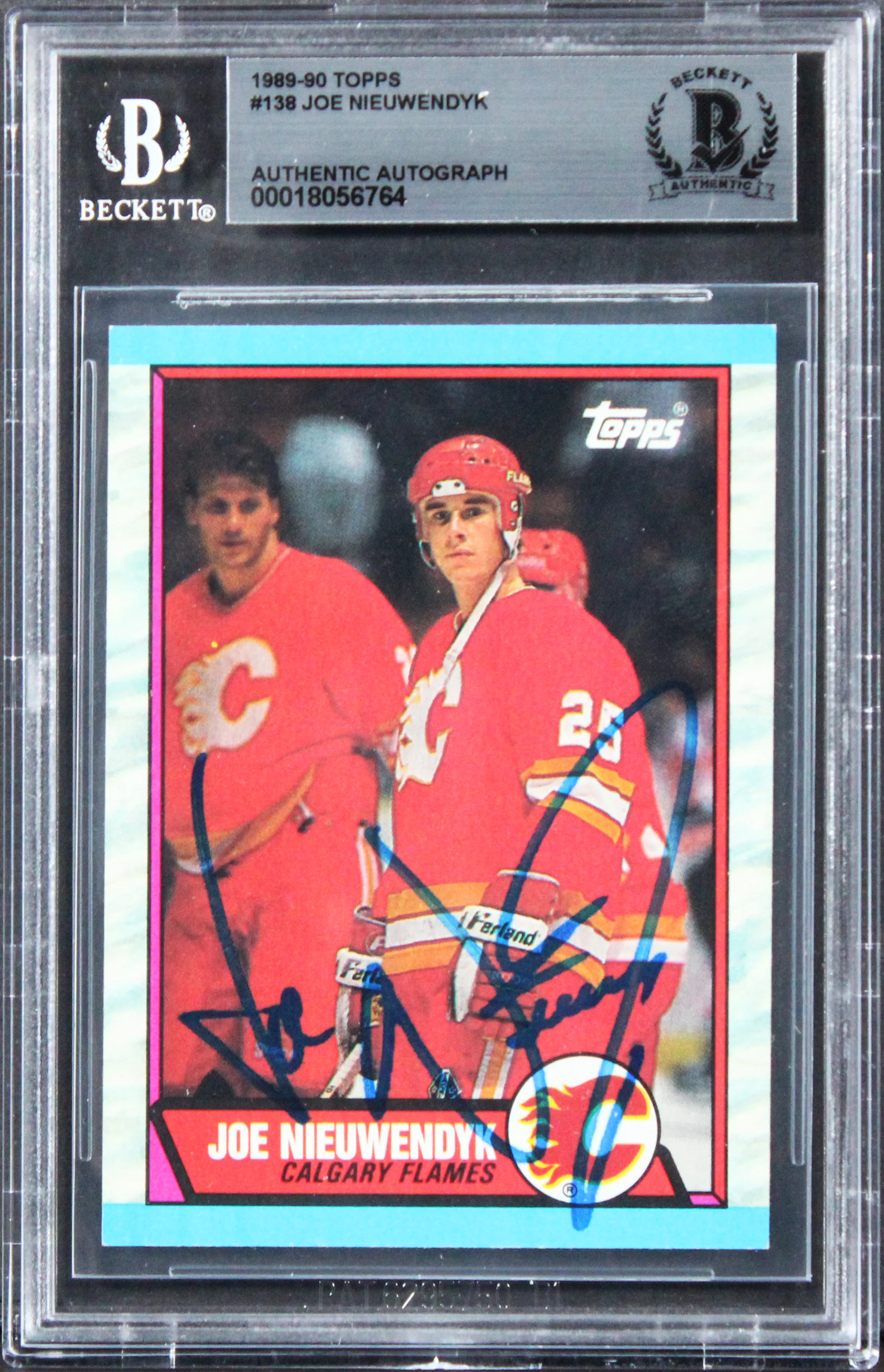 Flames Joe Nieuwendyk Authentic Signed 1989 Topps #138 Card BAS Slabbed - Image 2