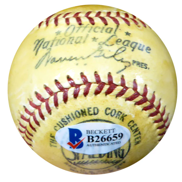 Forest "Woody" Jensen Autographed Official NL Giles Baseball Pittsburgh Pirates Vintage Beckett BAS #B26659 - Image 4