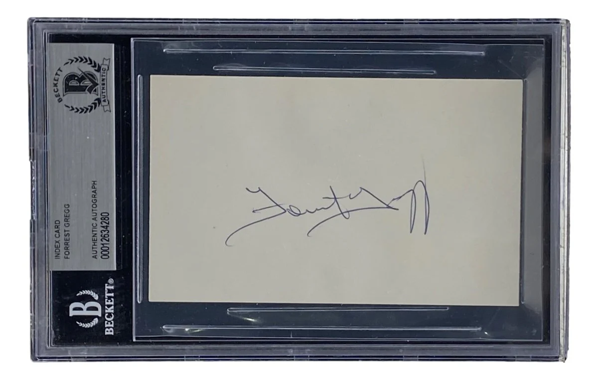 Forrest Gregg Green Bay Packers Signed Slabbed Index Card BAS