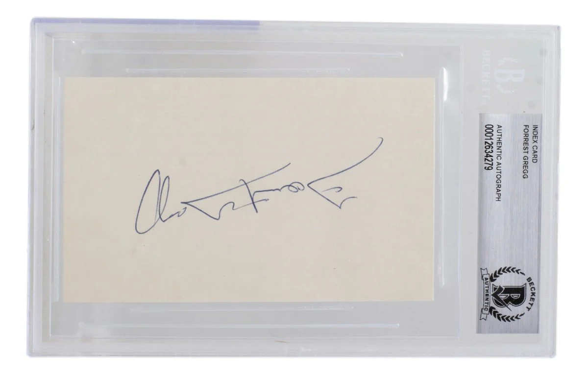 Forrest Gregg Signed Slabbed Green Bay Packers Index Card BAS - Image 2