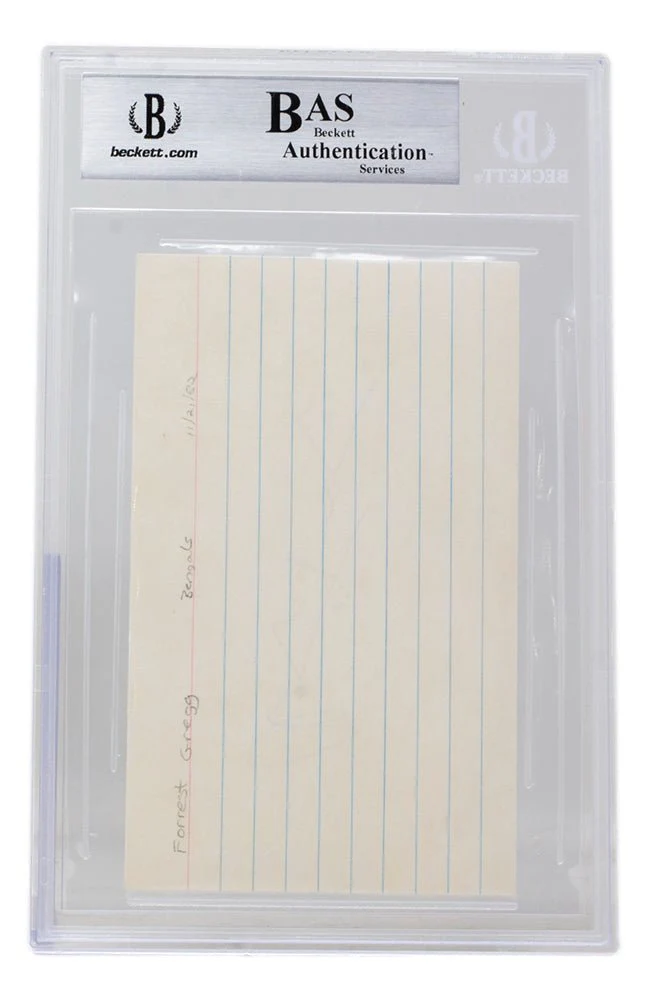 Forrest Gregg Signed Slabbed Green Bay Packers Index Card BAS - Image 3