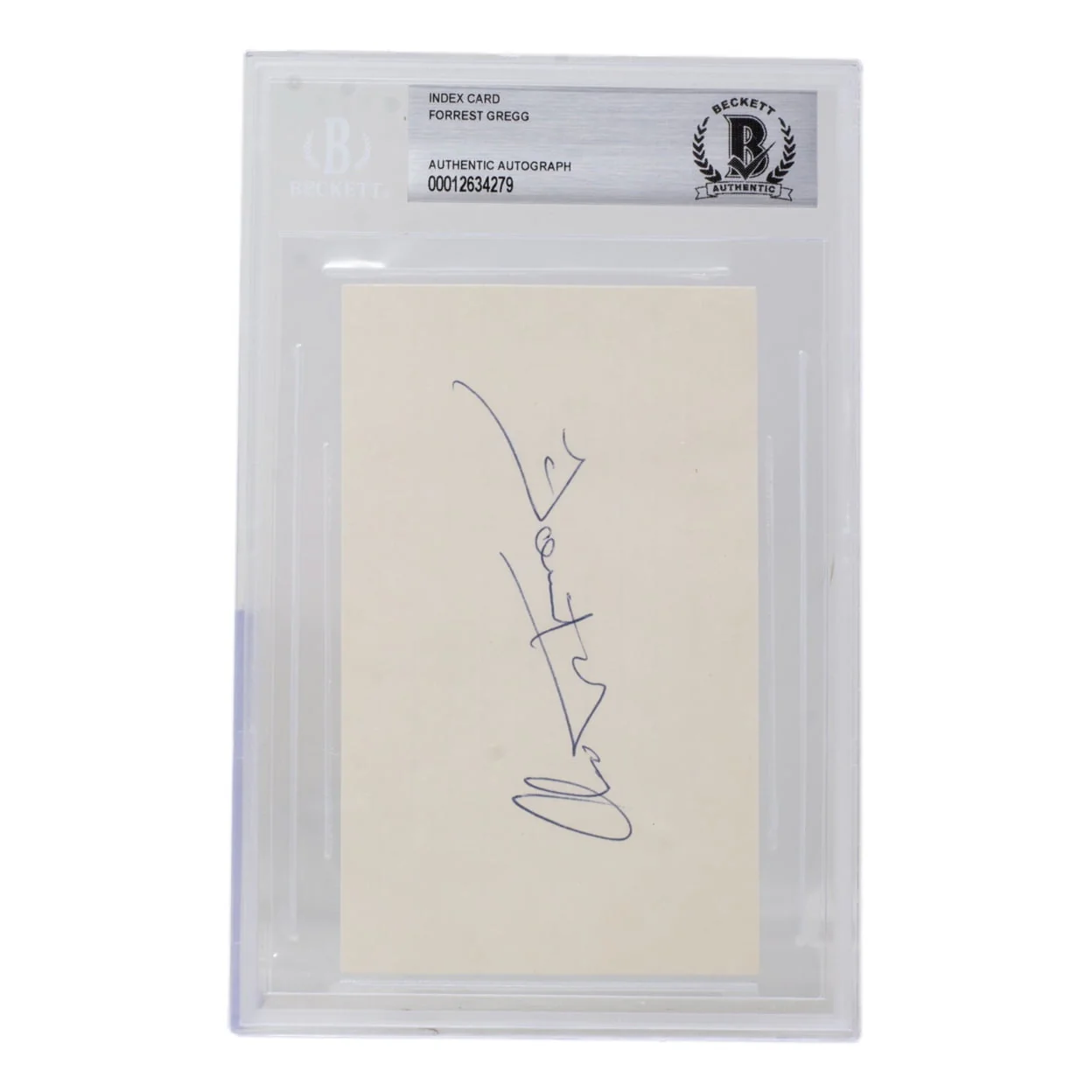 Forrest Gregg Signed Slabbed Green Bay Packers Index Card BAS - Image 4