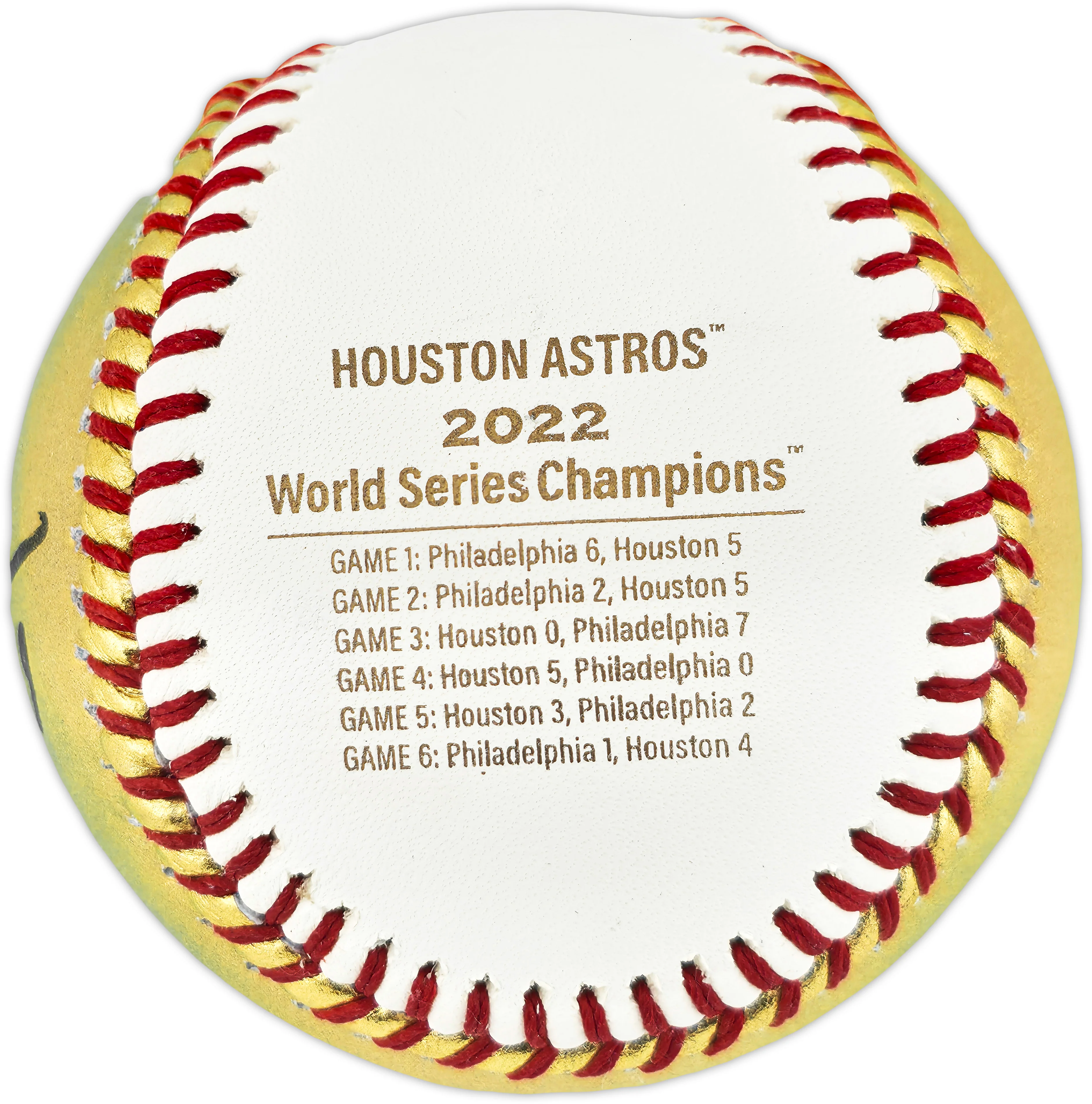 Framber Valdez Autographed Official Gold 2022 World Series Logo Baseball Houston Astros Beckett BAS Witness #W539255 - Image 4