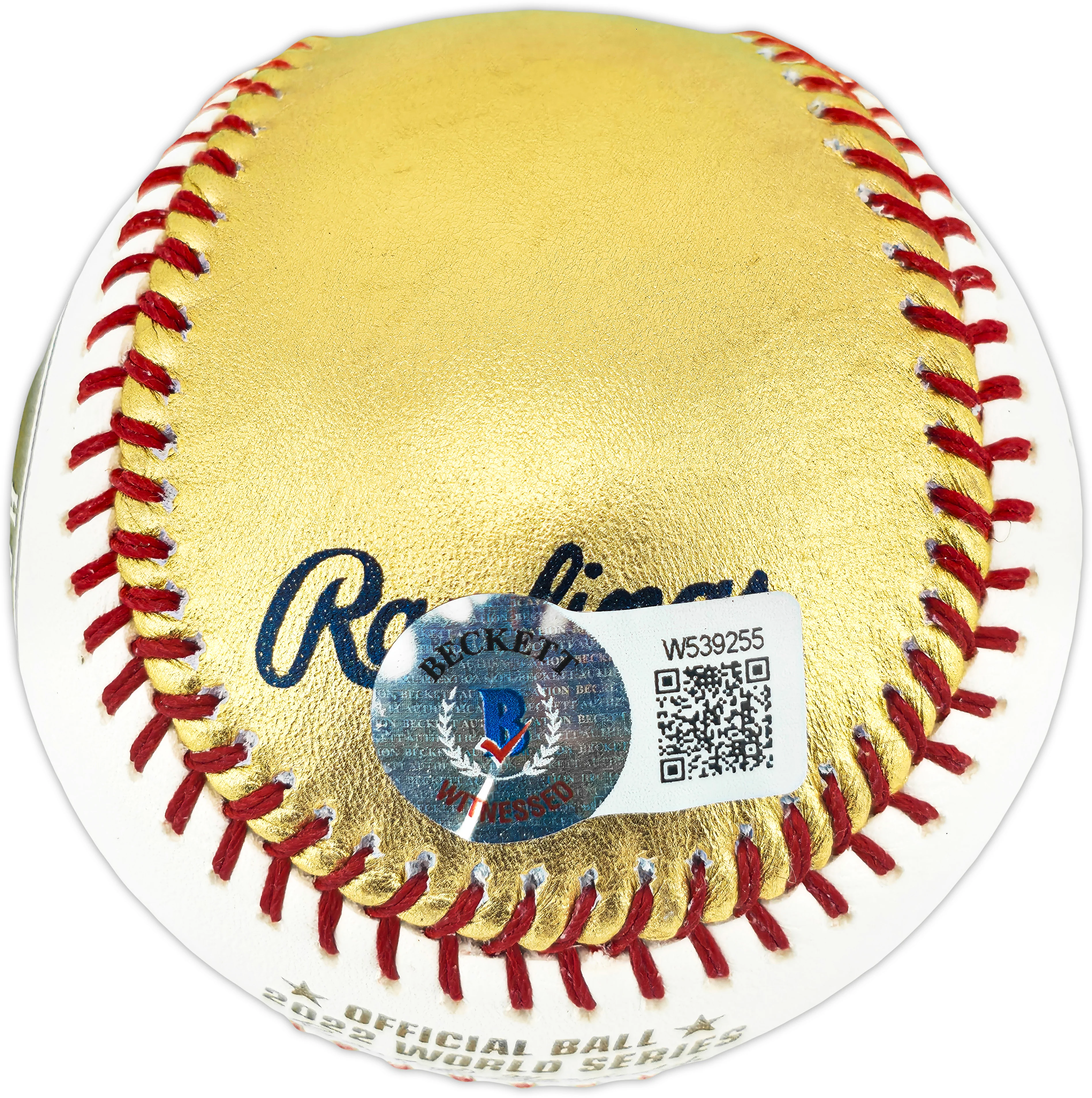 Framber Valdez Autographed Official Gold 2022 World Series Logo Baseball Houston Astros Beckett BAS Witness #W539255 - Image 5