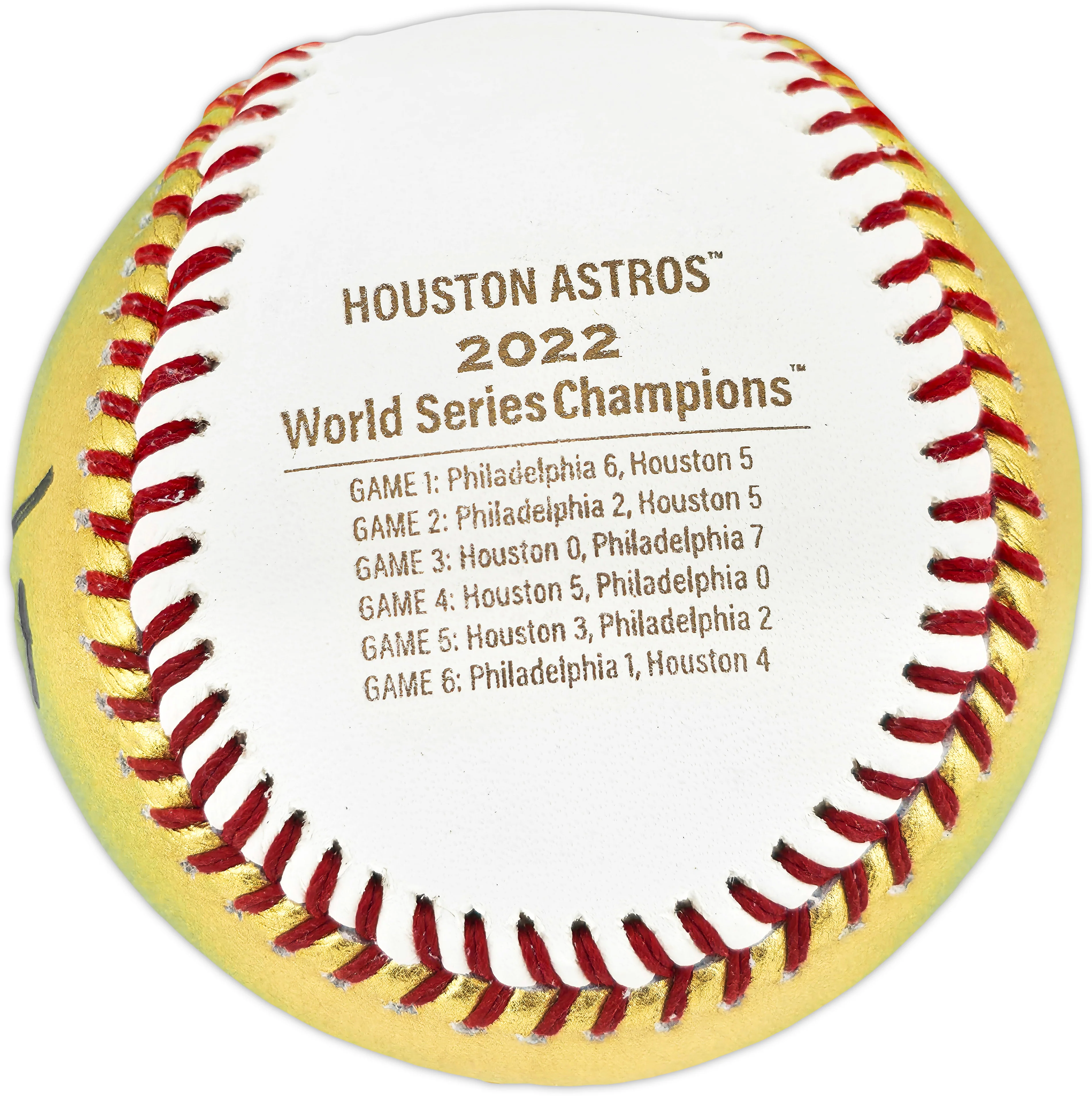 Framber Valdez Autographed Official Gold 2022 World Series Logo Baseball Houston Astros Beckett BAS Witness #W539262 - Image 4
