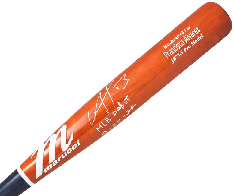 Francisco Alvarez Mets Signed Orange Marucci Model Bat MLB Debut 9-30-22 BAS - Image 2
