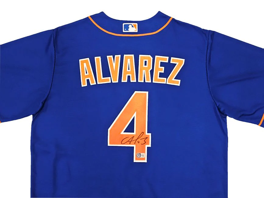 Francisco Alvarez Signed New York Mets Nike Replica Baseball Jersey BAS - Image 2