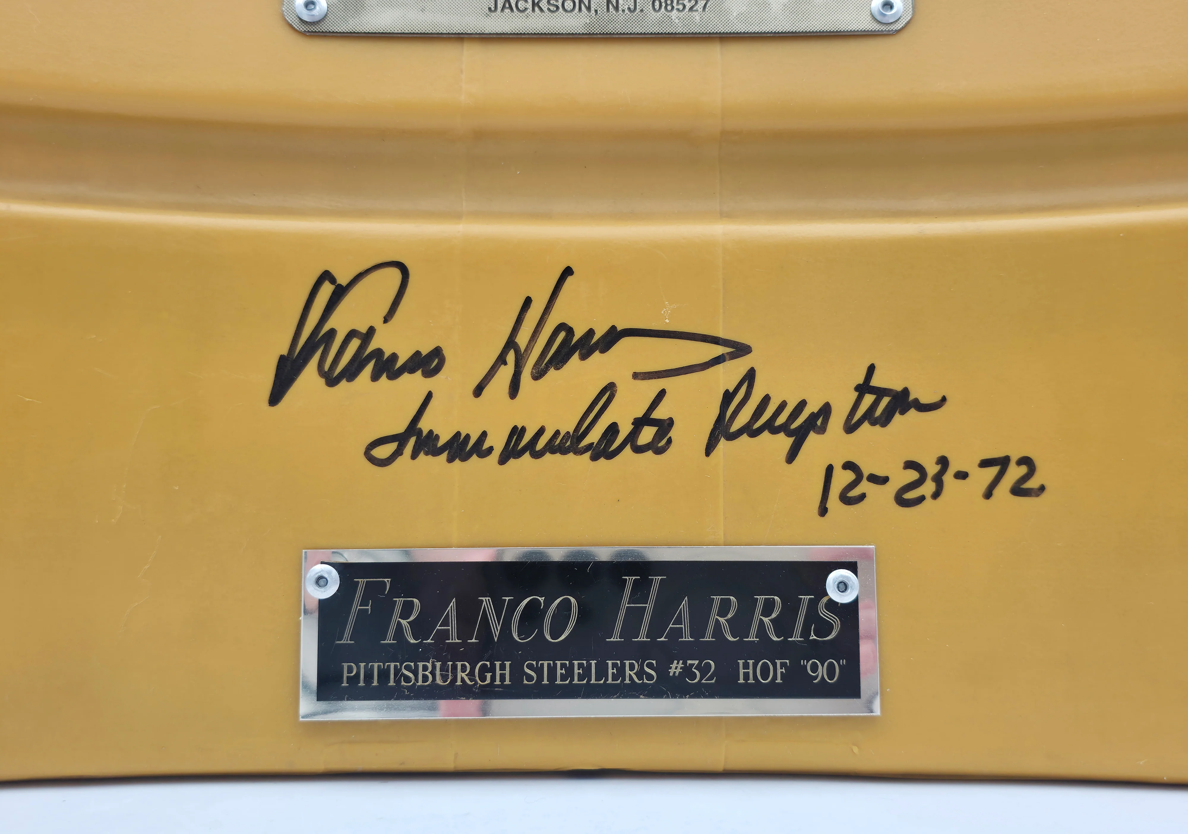 Franco Harris Autographed Three Rivers Stadium Seat Pittsburgh Steelers "Immaculate Reception 12-23-72" #1/10 Steiner Holo SKU #261737 - Image 2