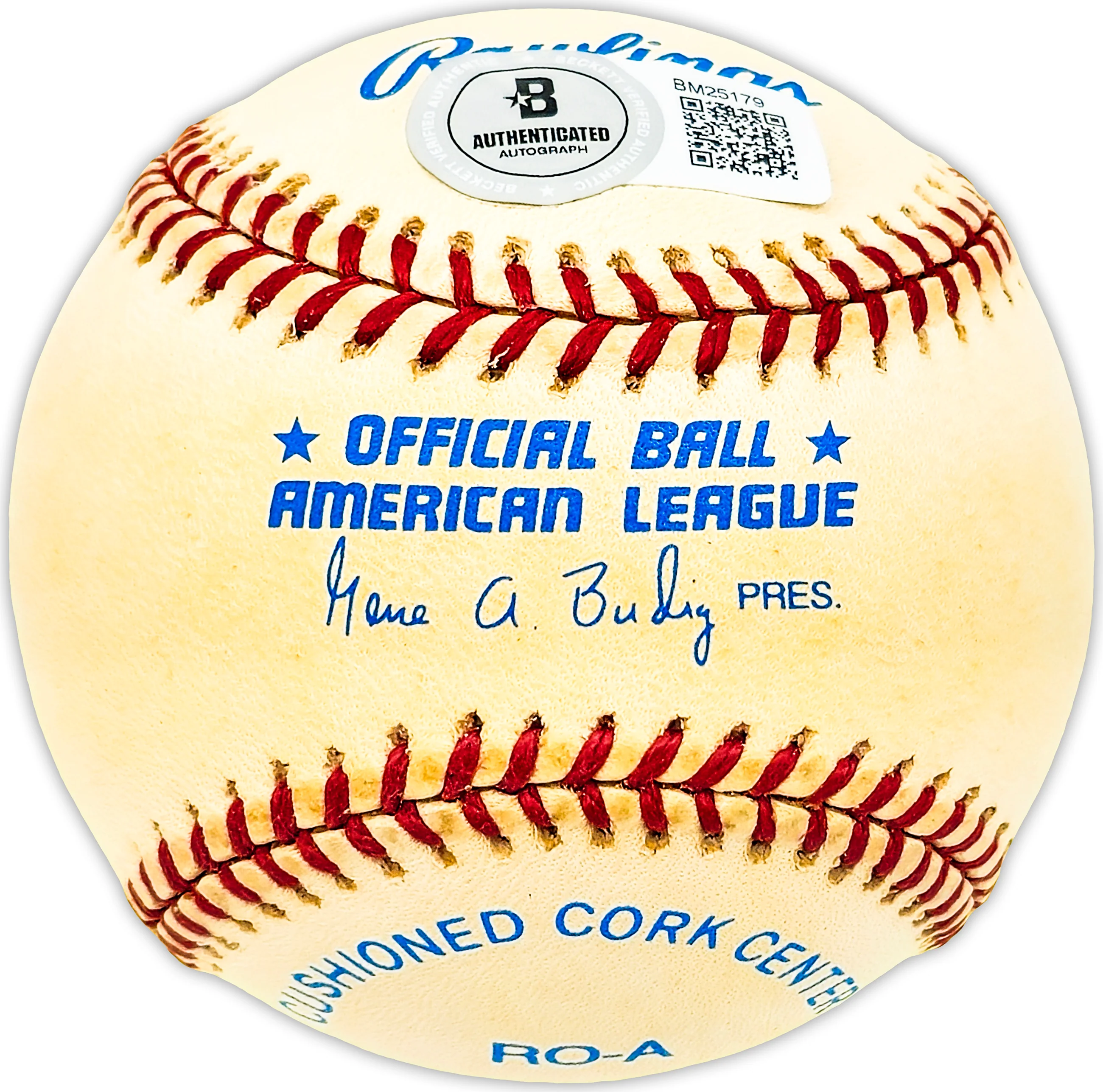 Frank Crosetti Autographed Official AL Baseball New York Yankees Beckett BAS QR #BM25179 - Image 2