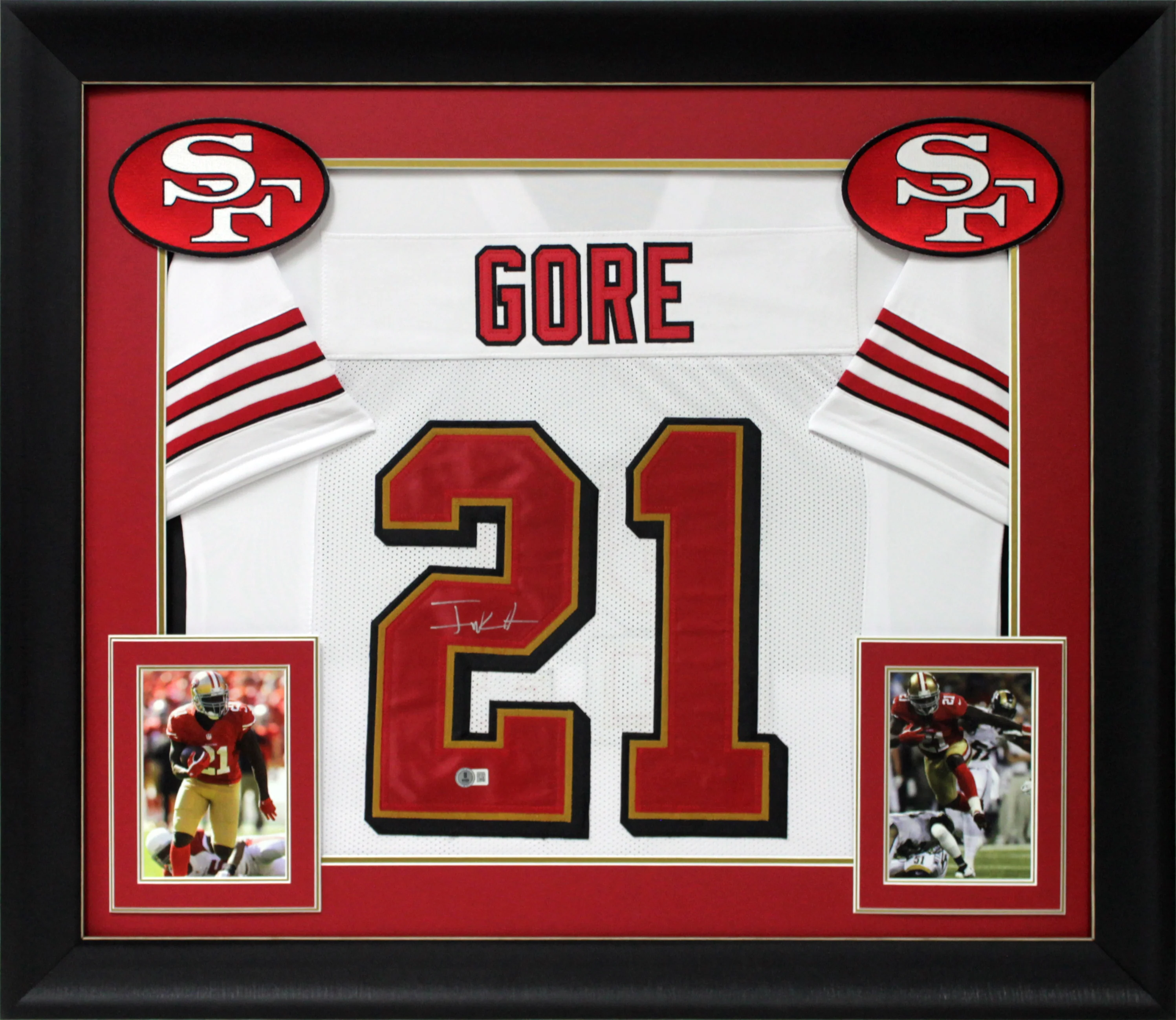 Frank Gore Authentic Signed White Pro Style Framed Jersey BAS Witnessed 2 - Image 2