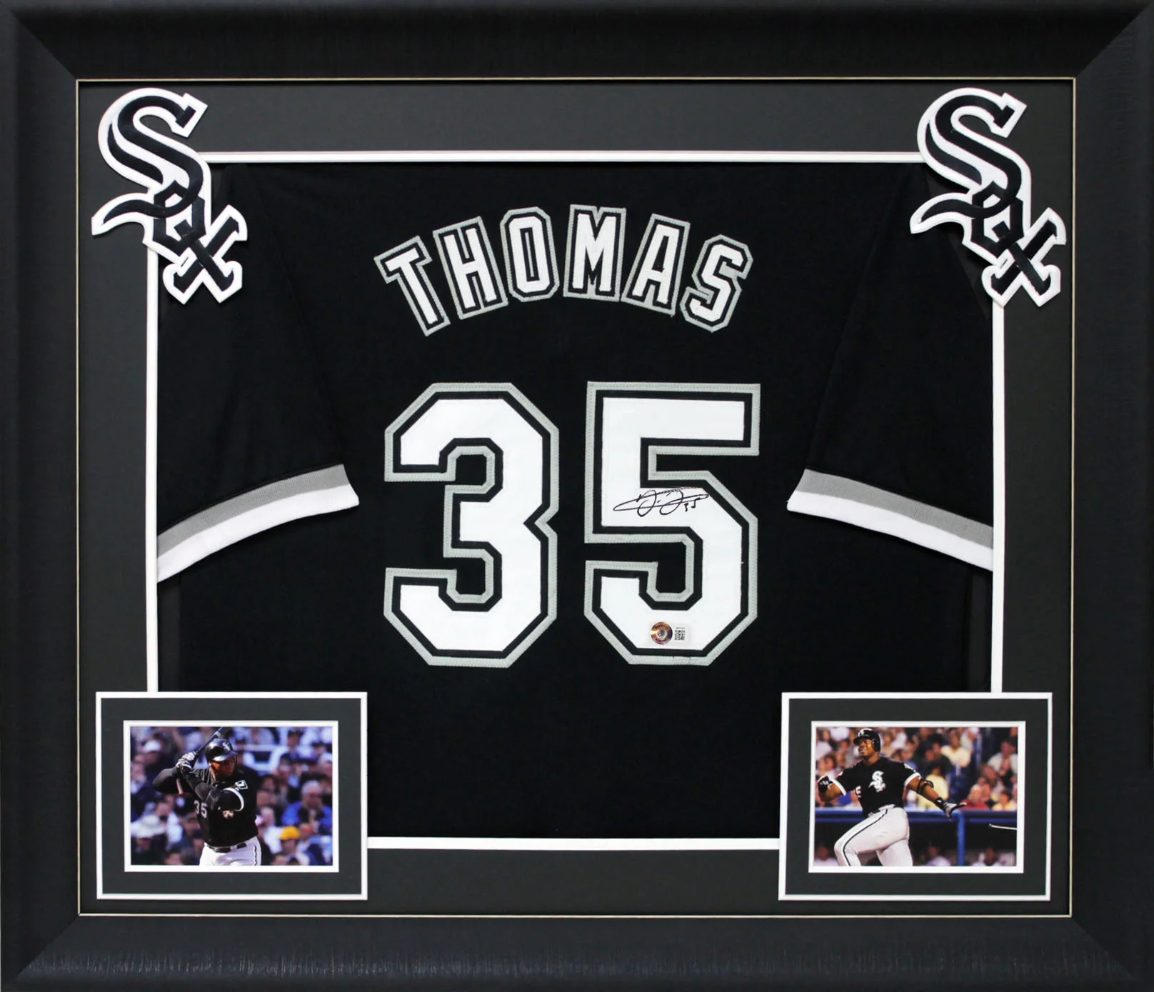 Frank Thomas Authentic Signed Black Pro Style Framed Jersey BAS Witnessed 2 - Image 2