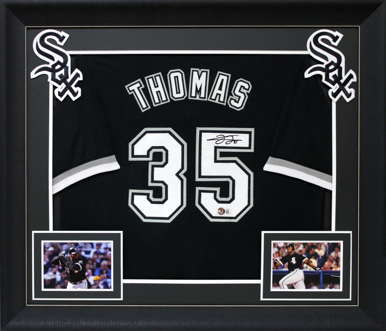 Frank Thomas Authentic Signed Black Pro Style Framed Jersey BAS Witnessed - Image 2