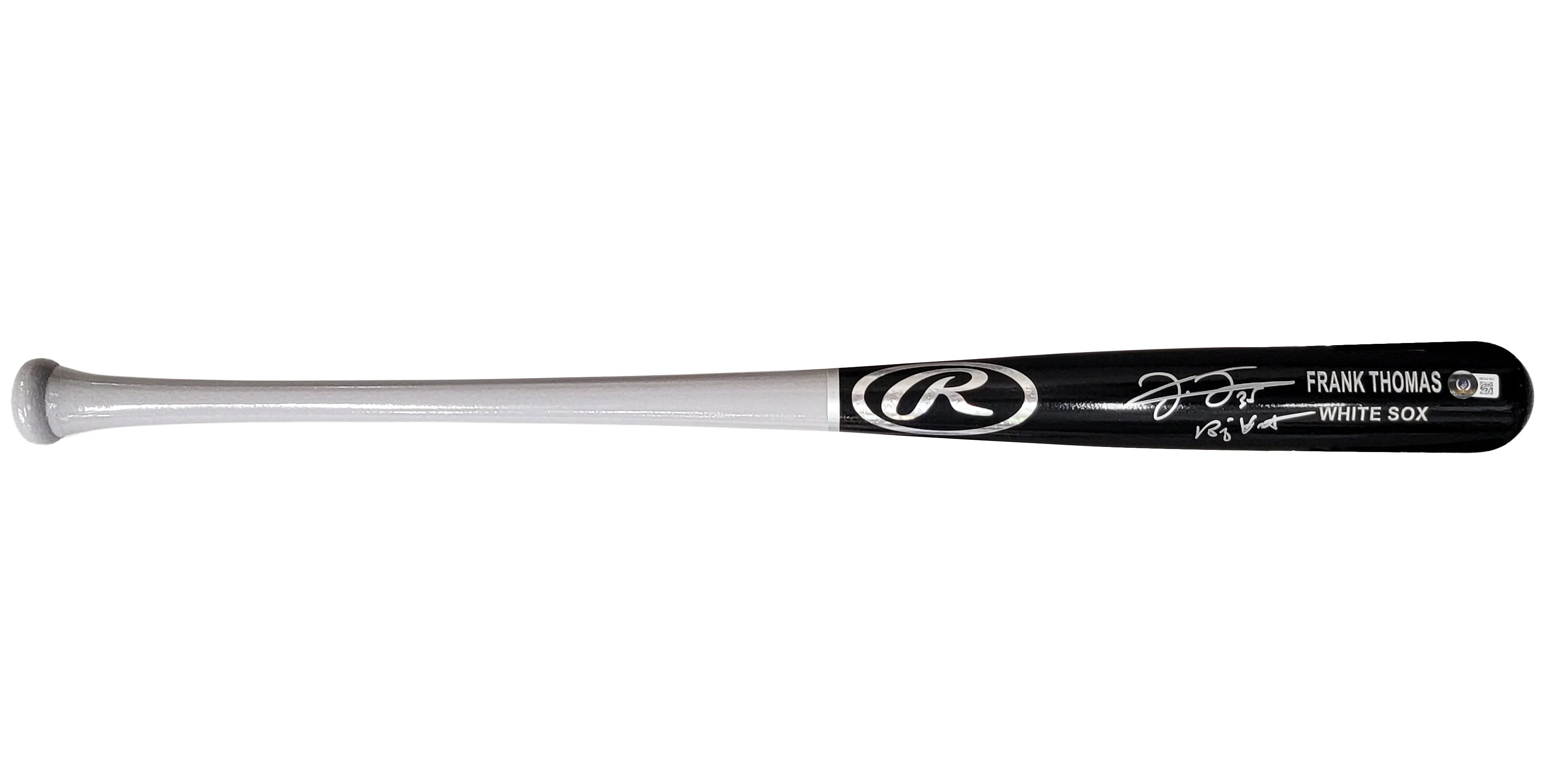 Frank Thomas Autographed Black & Grey Rawlings Game Model Bat Chicago White Sox "Big Hurt" Beckett BAS Witness Stock #209066 - Image 2