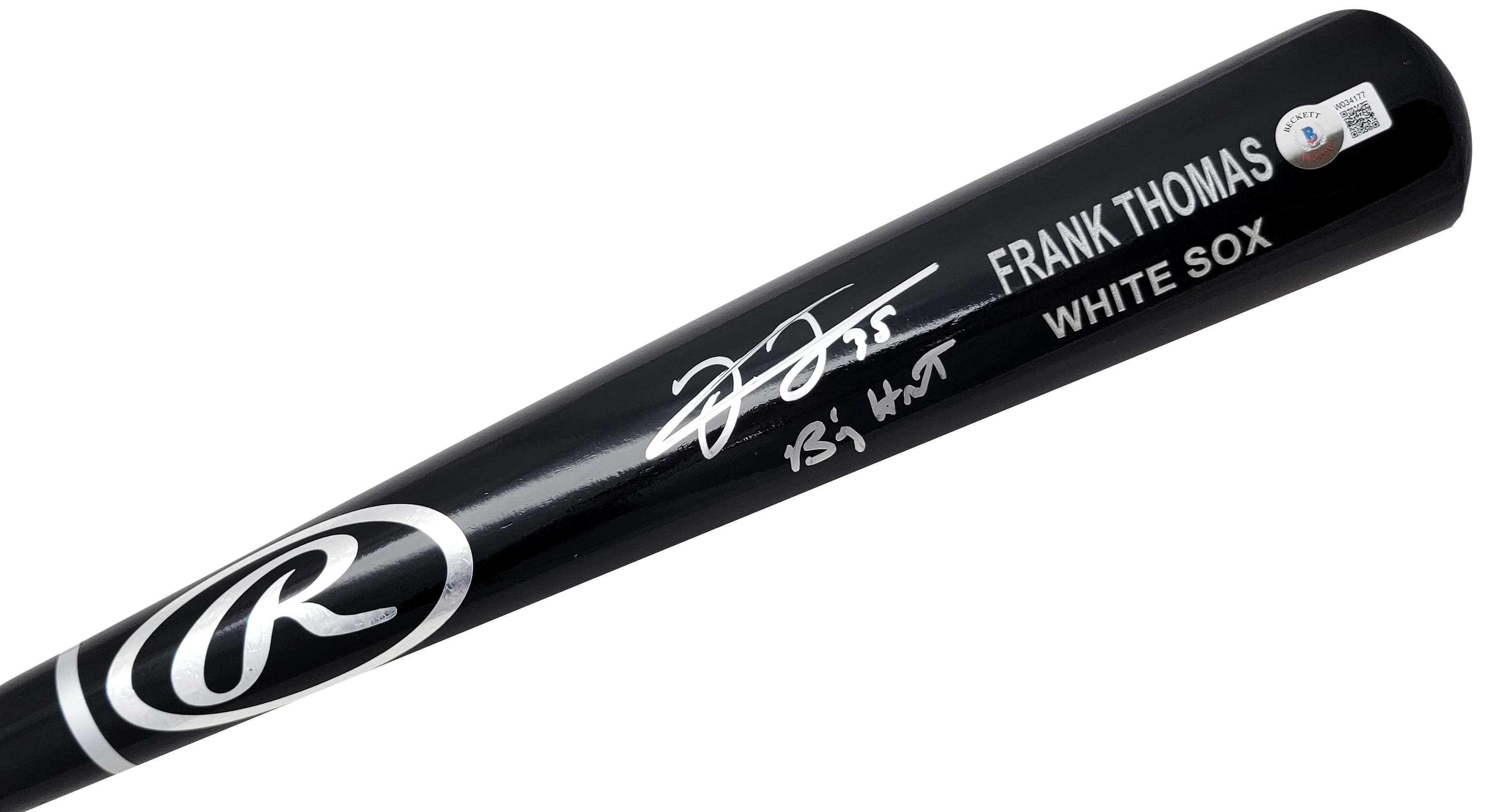 Frank Thomas Autographed Black Rawlings Game Model Bat Chicago White Sox "Big Hurt" Beckett BAS Witness Stock #209064 - Image 2