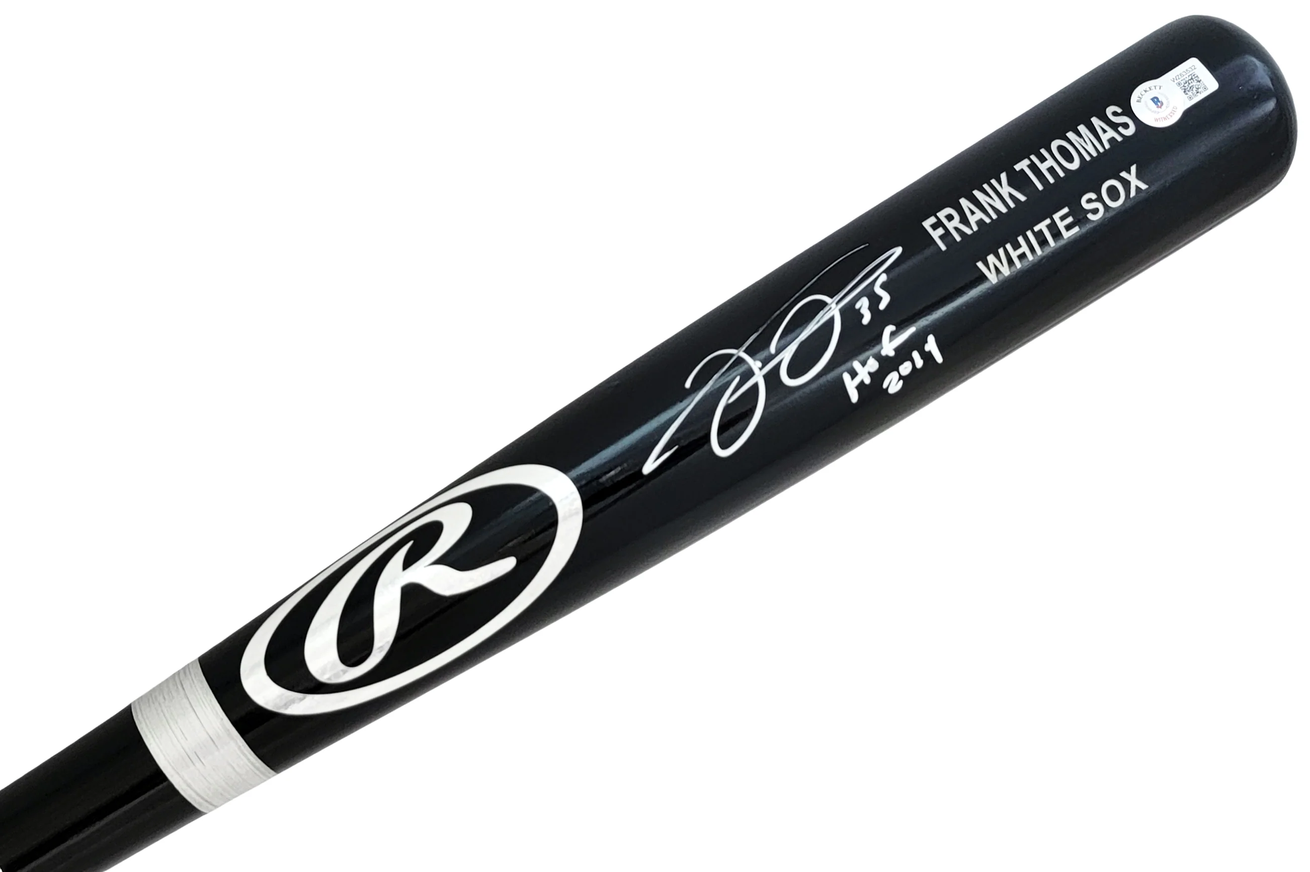 Frank Thomas Autographed Black Rawlings Game Model Bat Chicago White Sox "HOF 2014" Beckett BAS Witness Stock #208241 - Image 3