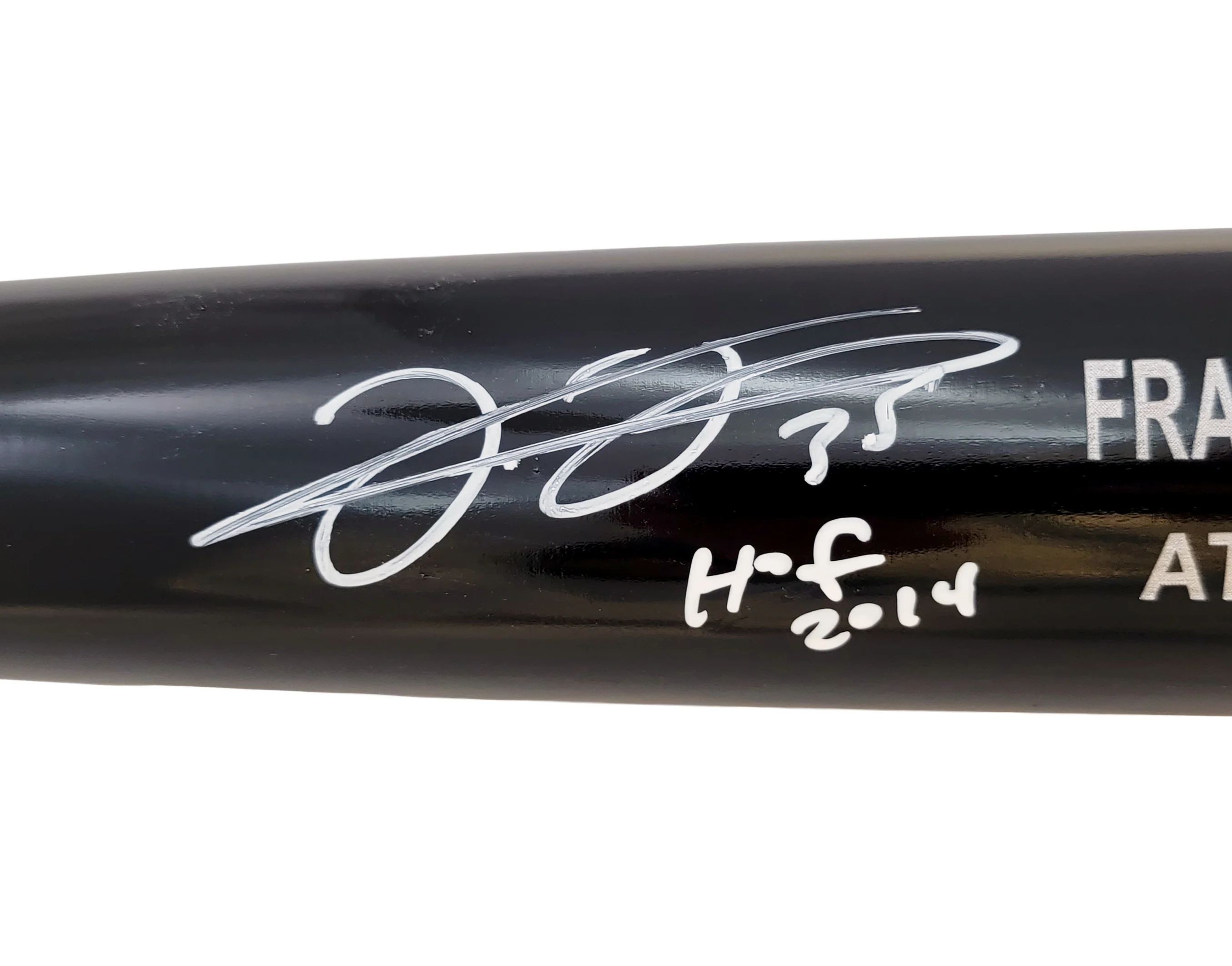 Frank Thomas Autographed Black Rawlings Game Model Bat Oakland A's Engraving "HOF 2014" Beckett BAS Witness Stock #208243 - Image 4